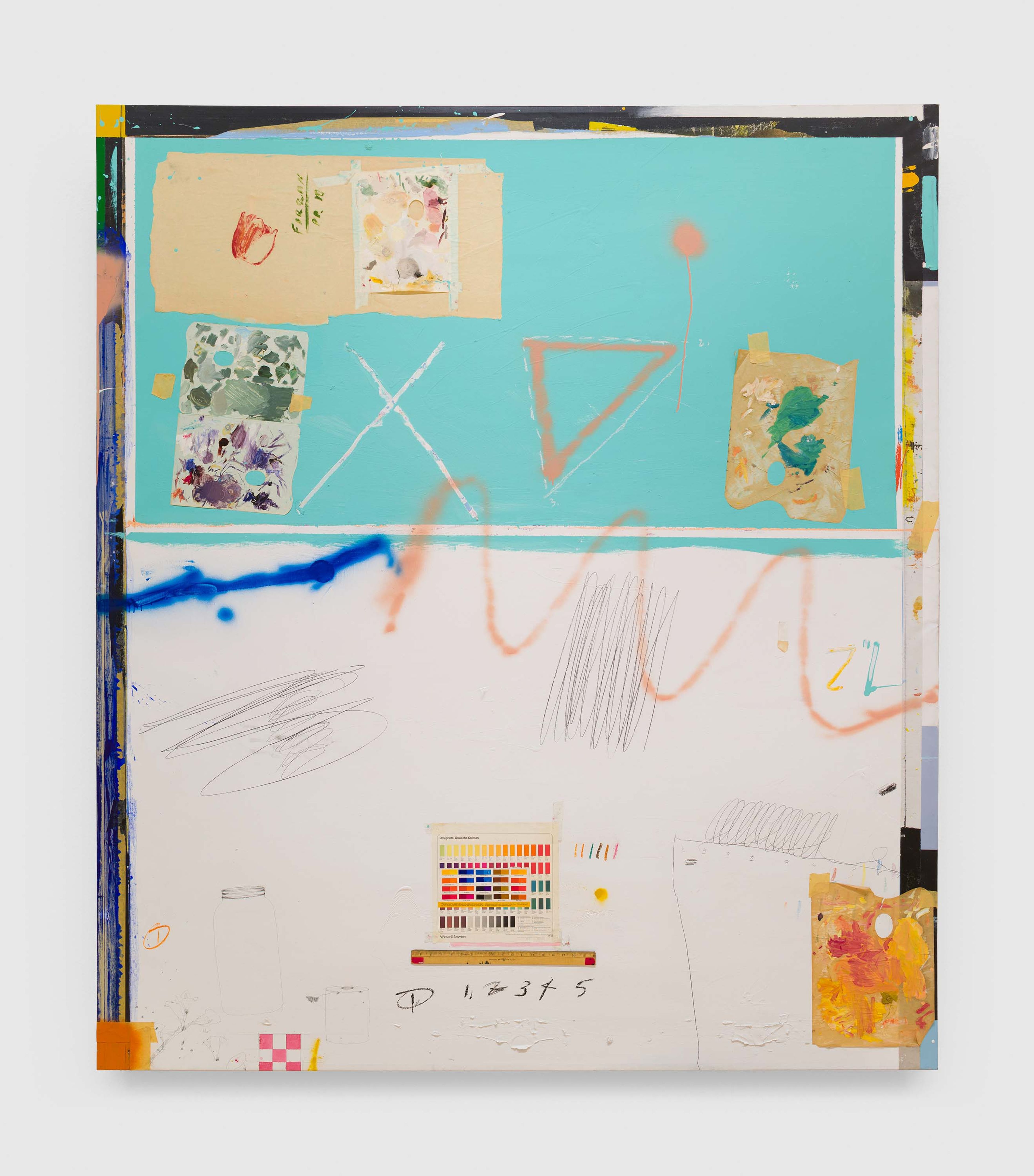 A mixed media artwork by Raymond Saunders, titled Palette, dated 1983. 