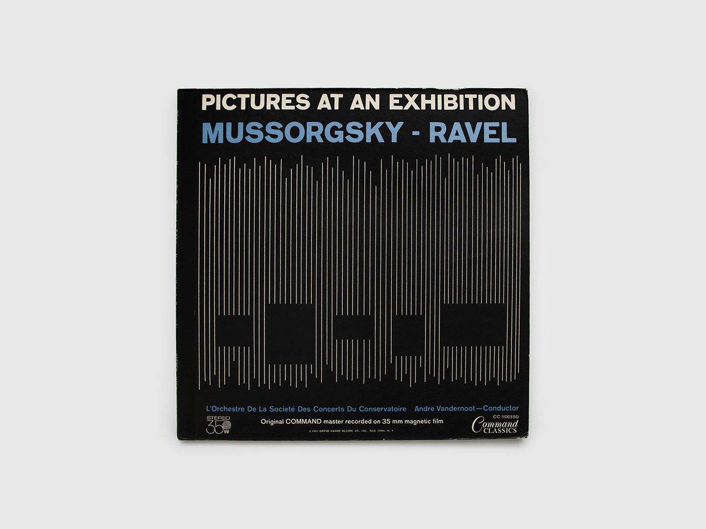 An offset printed record album jacket by Josef Albers. Album titled Pictures at Exhibition / Mussorgsky-Ravel, dated 1961.