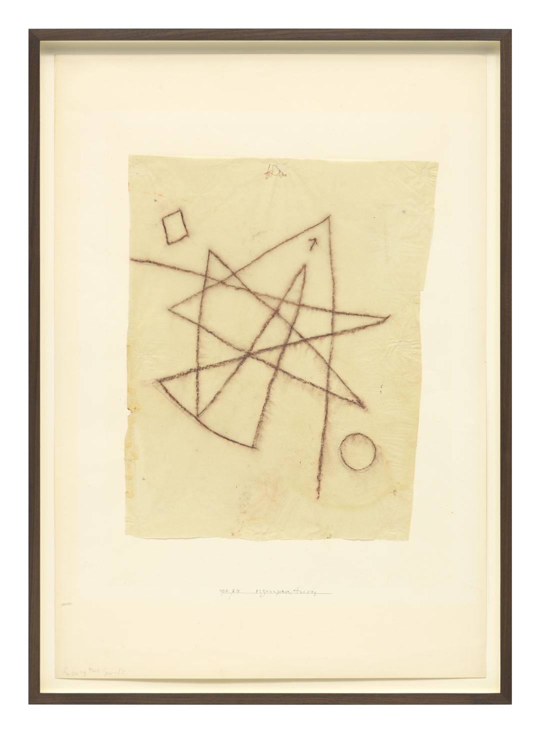 A work on paper by Paul Klee, titled erzwungener Ausweg (Forced way out), dated 1934.