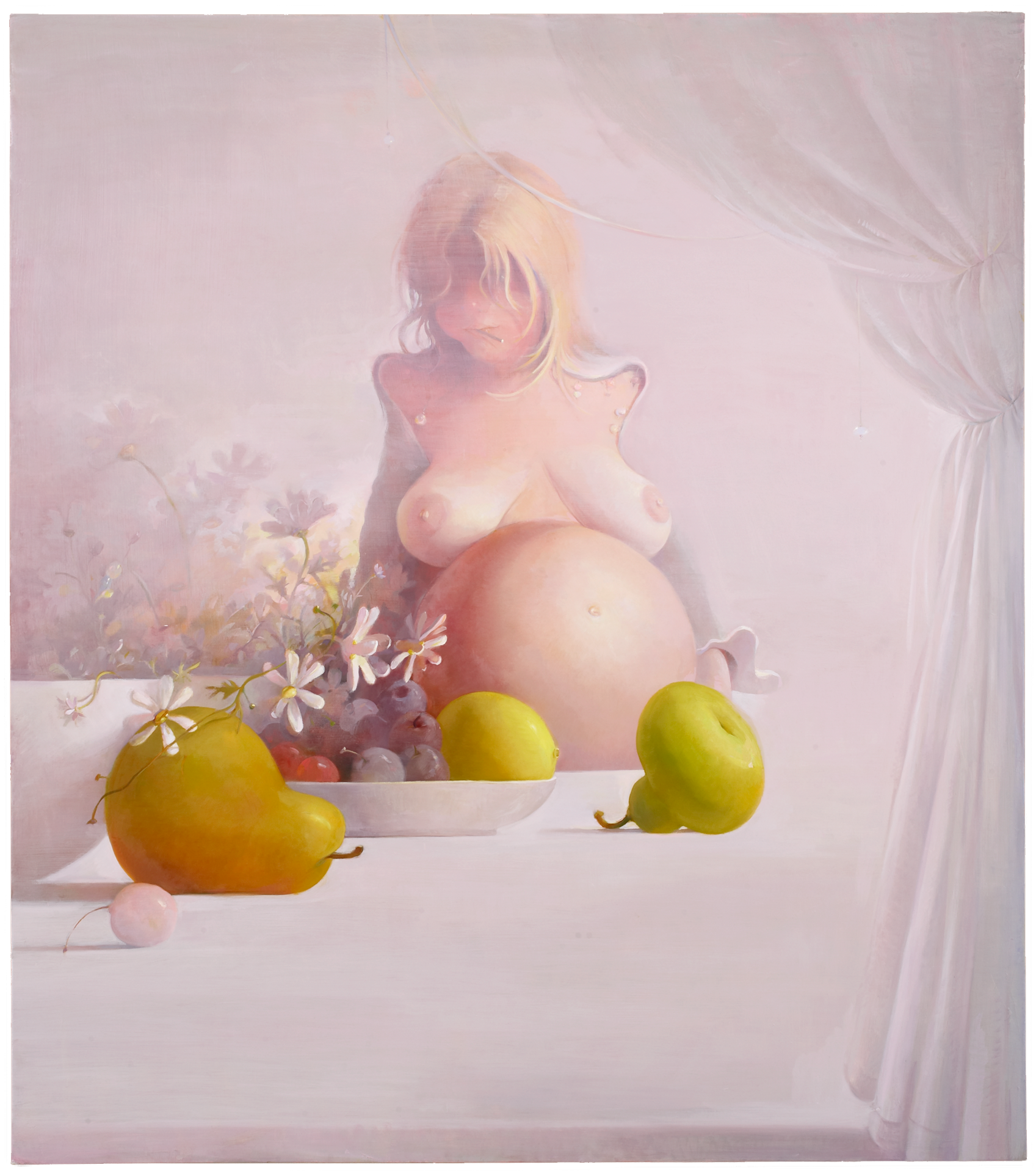 A painting by Lisa Yuskavage, titled Brood, dated 2005-2006.