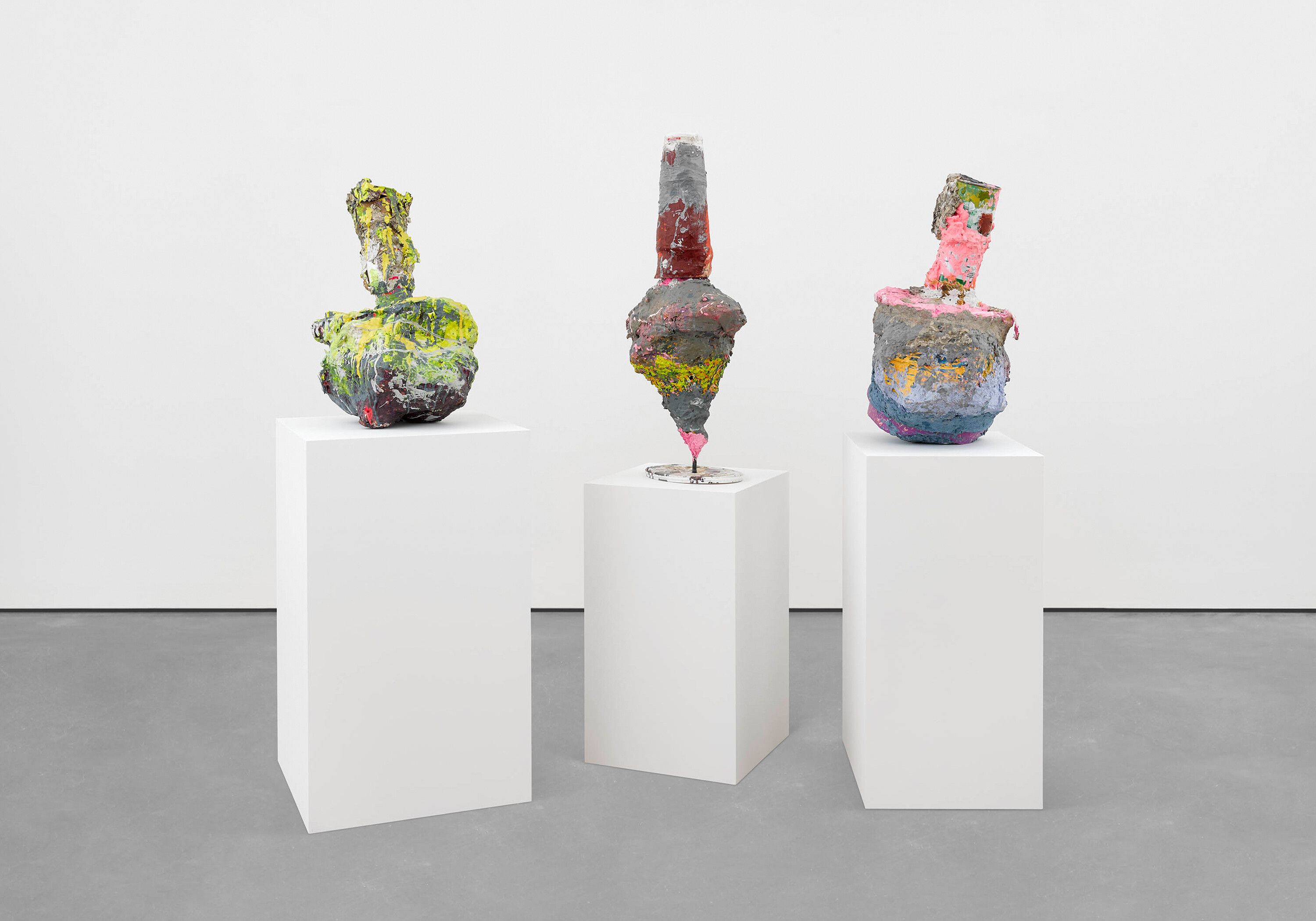 A sculpture by Franz West, titled Three Times the Same, dated 1998.