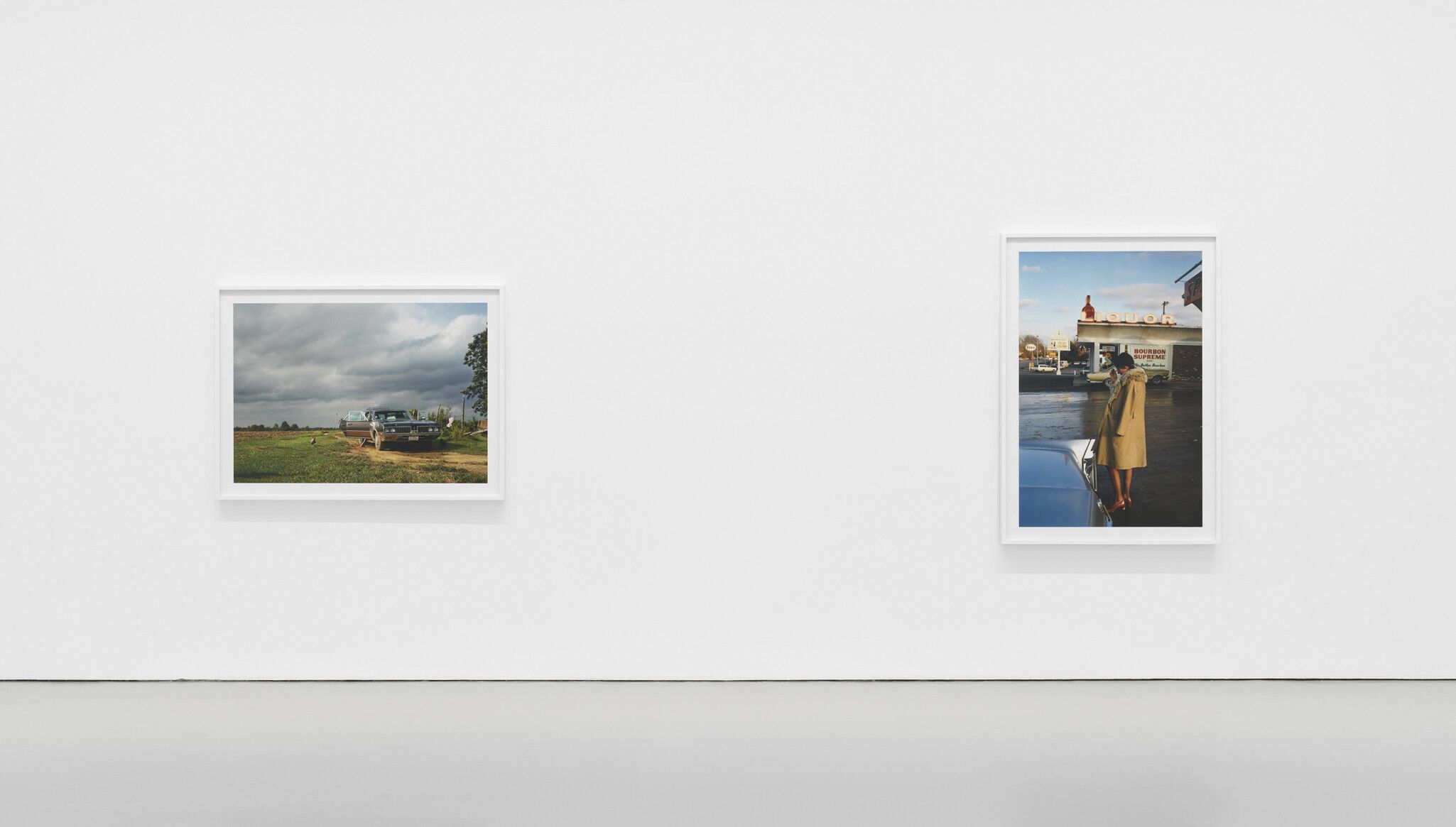 Installation view of the exhibition William Eggleston: The Outlands, at David Zwirner in New York, 2022