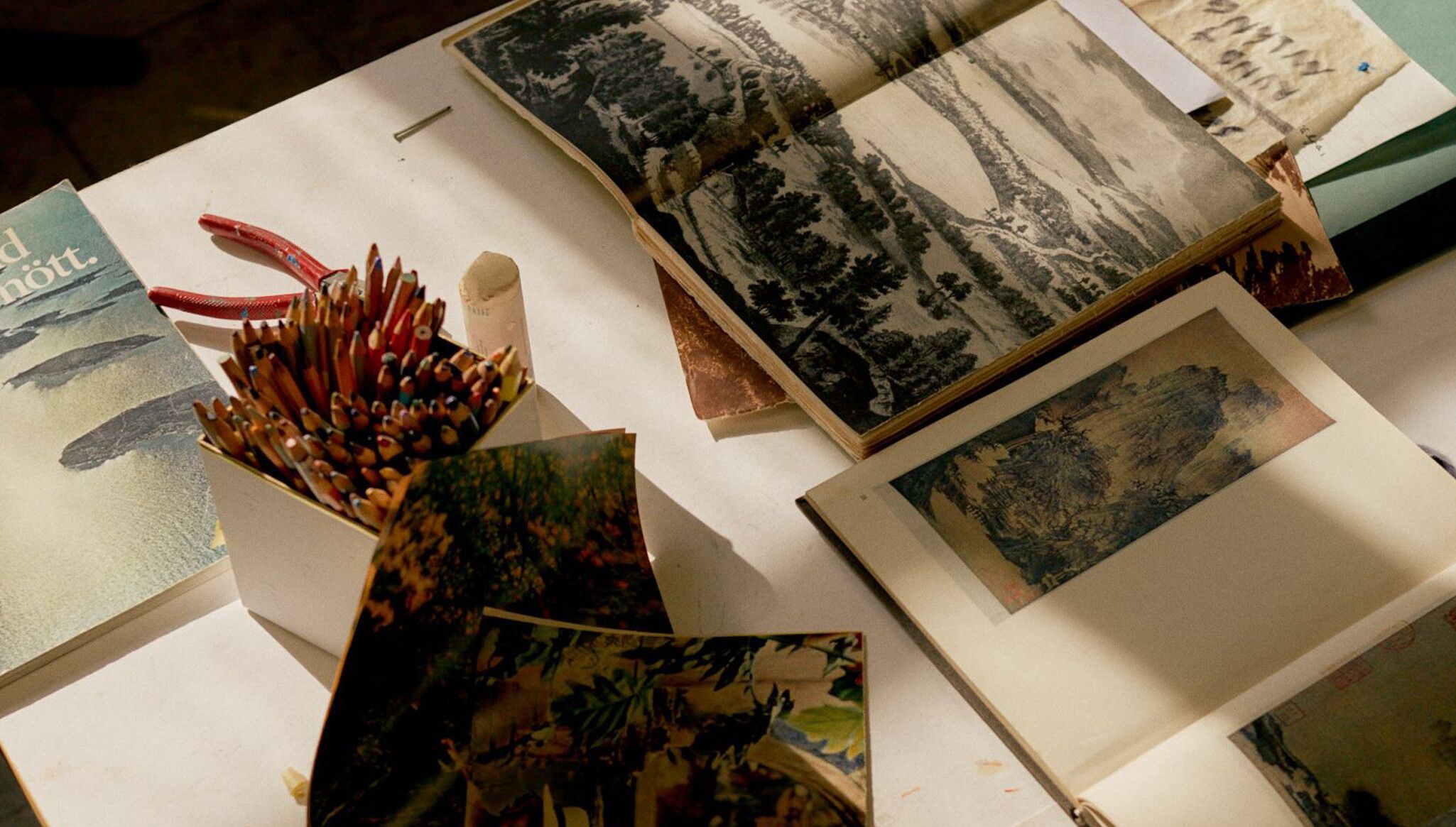 A photo by Staffan Sundström for Kinfolk of Mamma Andersson’s studio, dated 2023