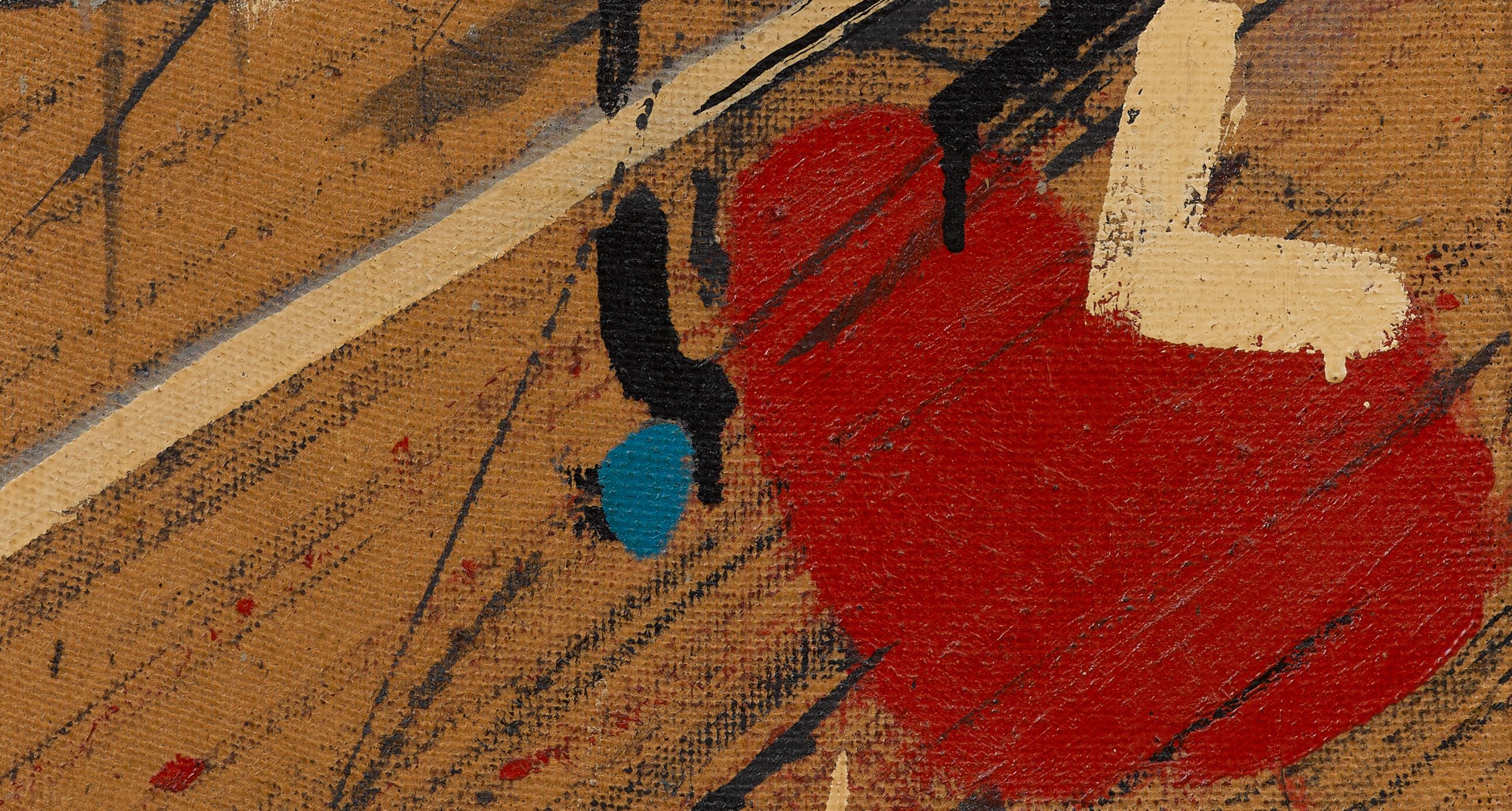 A detail of a painting by David Hockney, titled First Tea Painting, dated 1960.