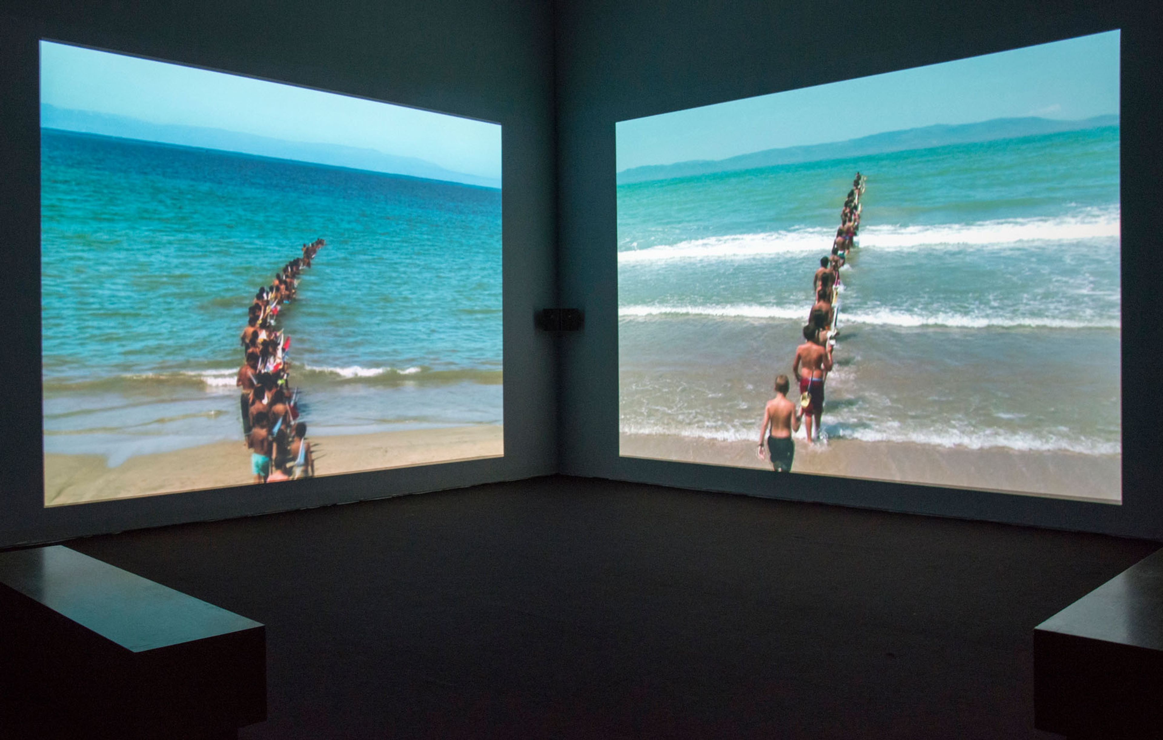 Installation view of the exhibition A Story of Negotiation at Museo de Arte Latinoamericano de Buenos Aires (MALBA) - Fundación Costantini, dated 2015 to 2016.