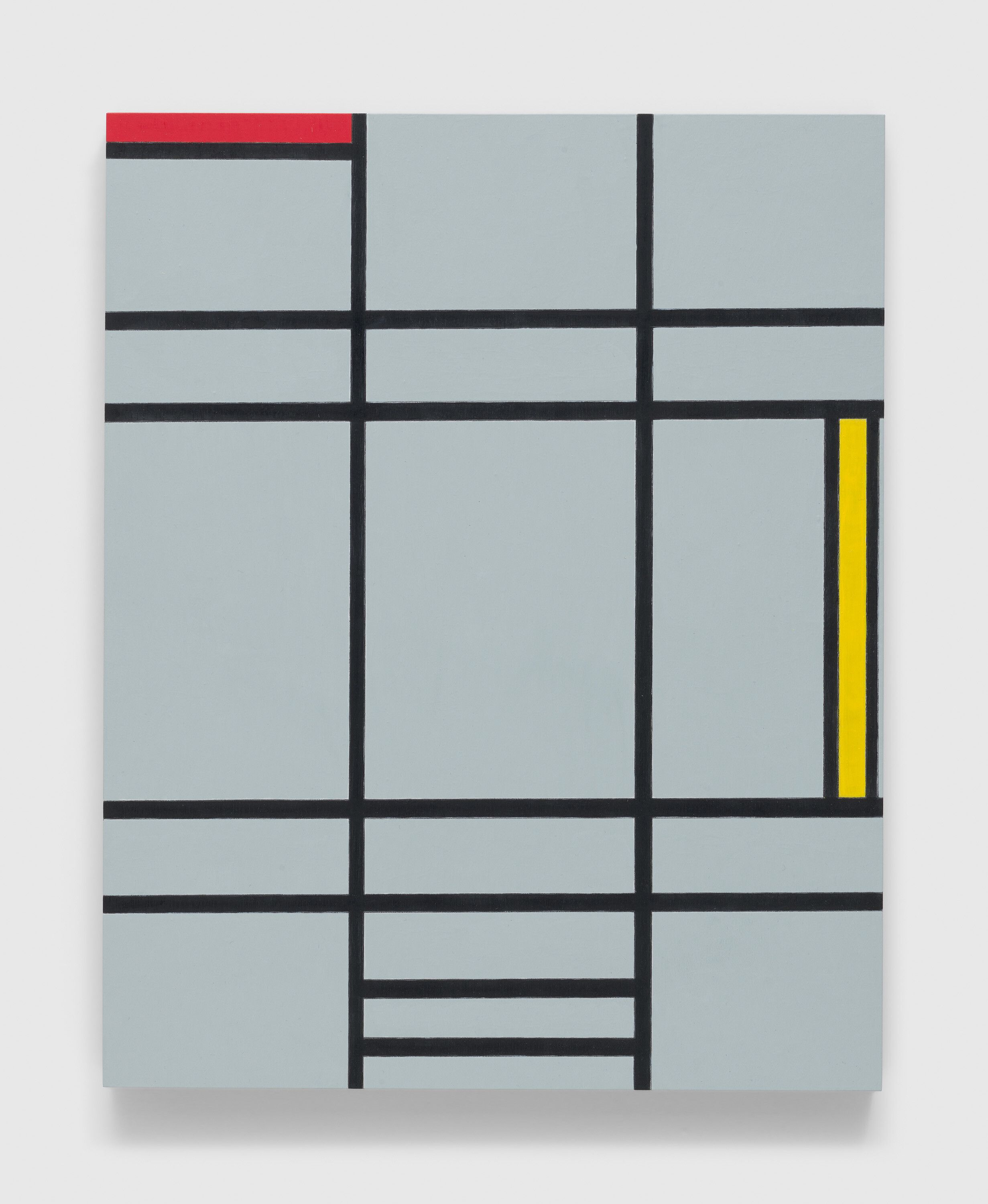 A painting by Sherrie Levine, titled After Piet Mondrian: 4, dated 2023.