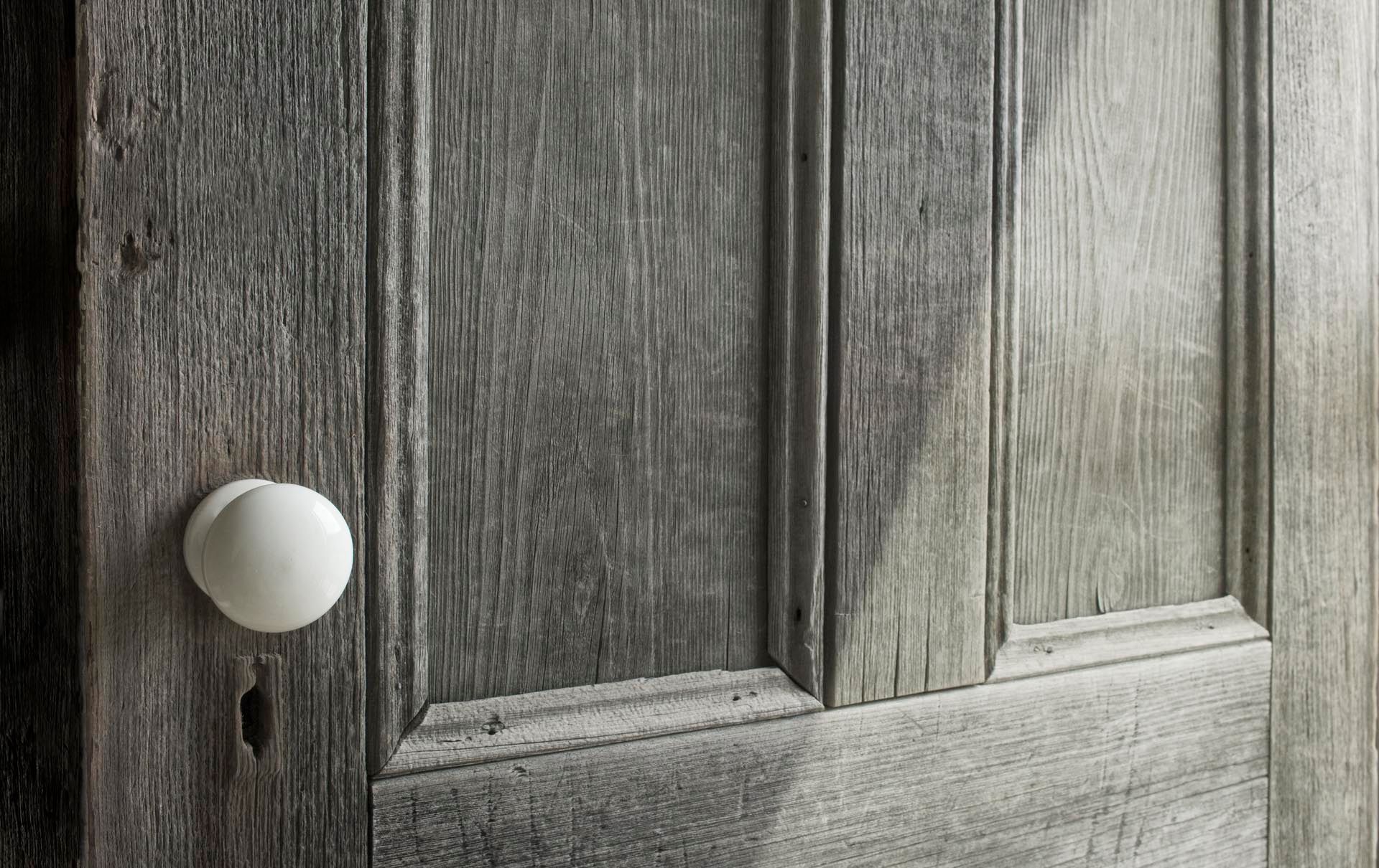 A photograph by James Welling, titled Door, Olson House, dated 2010. 