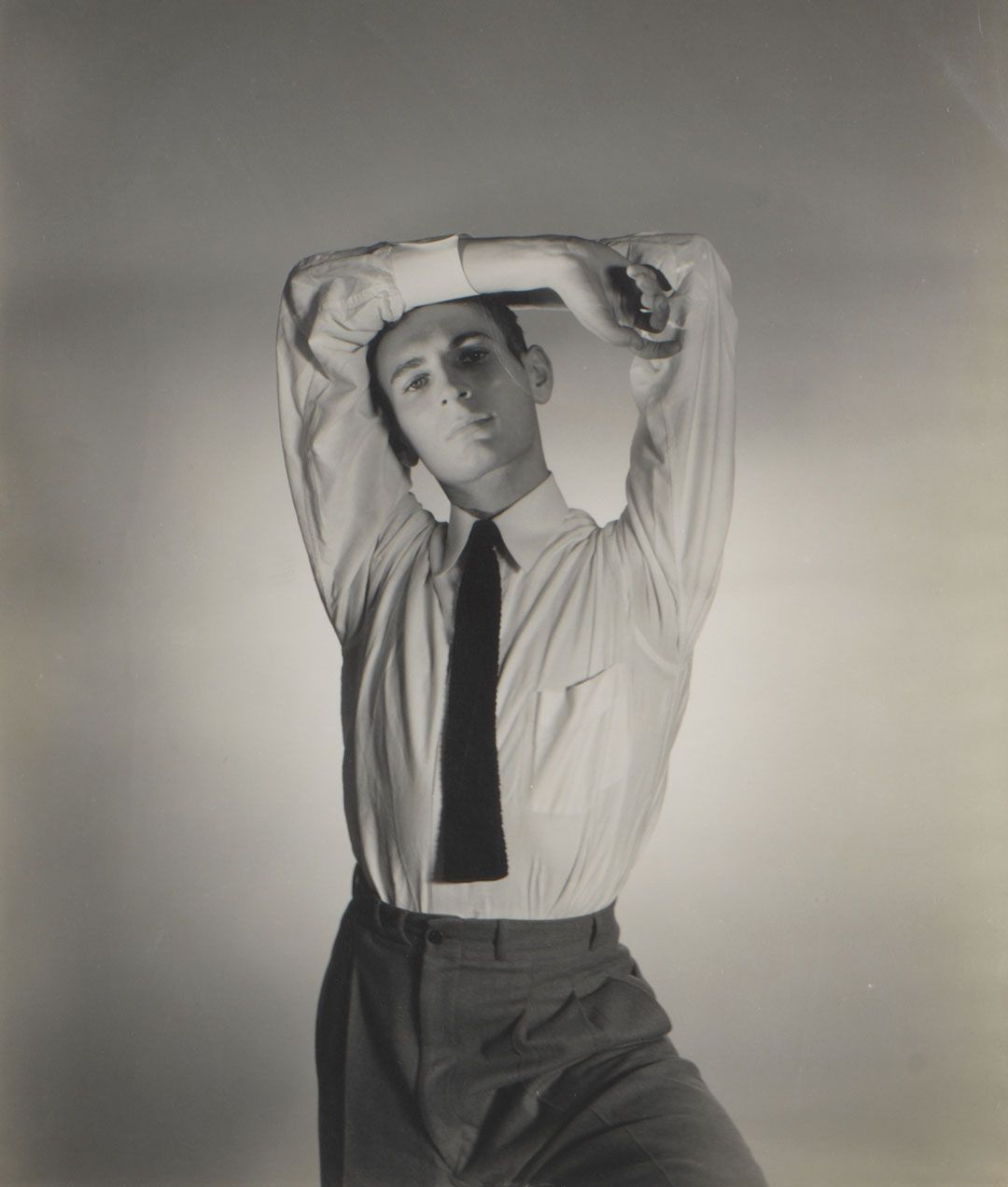 A gelatin silver print by George Platt Lynes, titled Bernard Perlin, dated 1940.