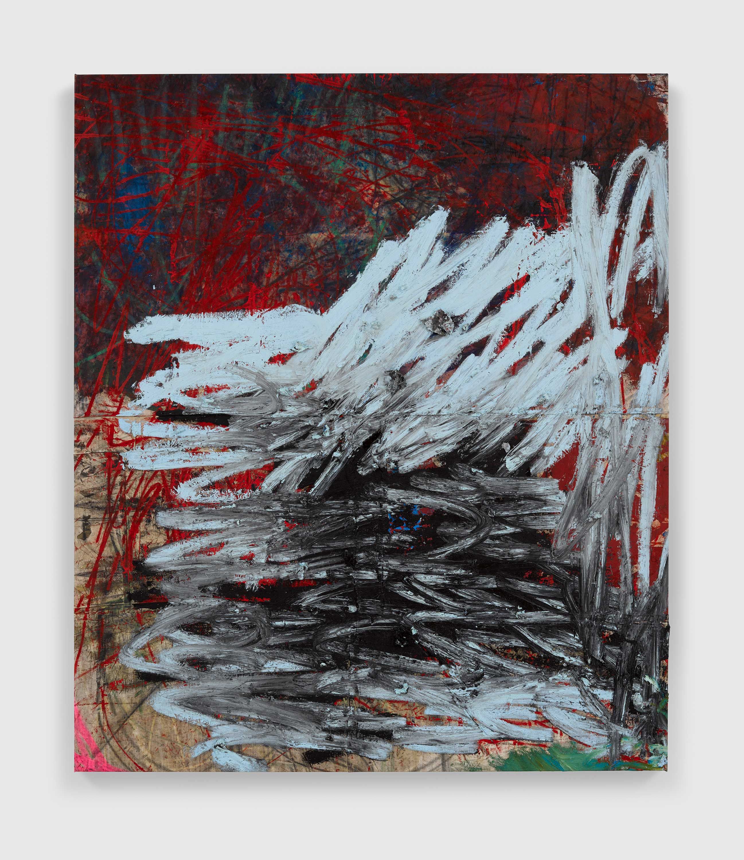A painting by Oscar Murillo, titled manifestation, 2020 to 2023.