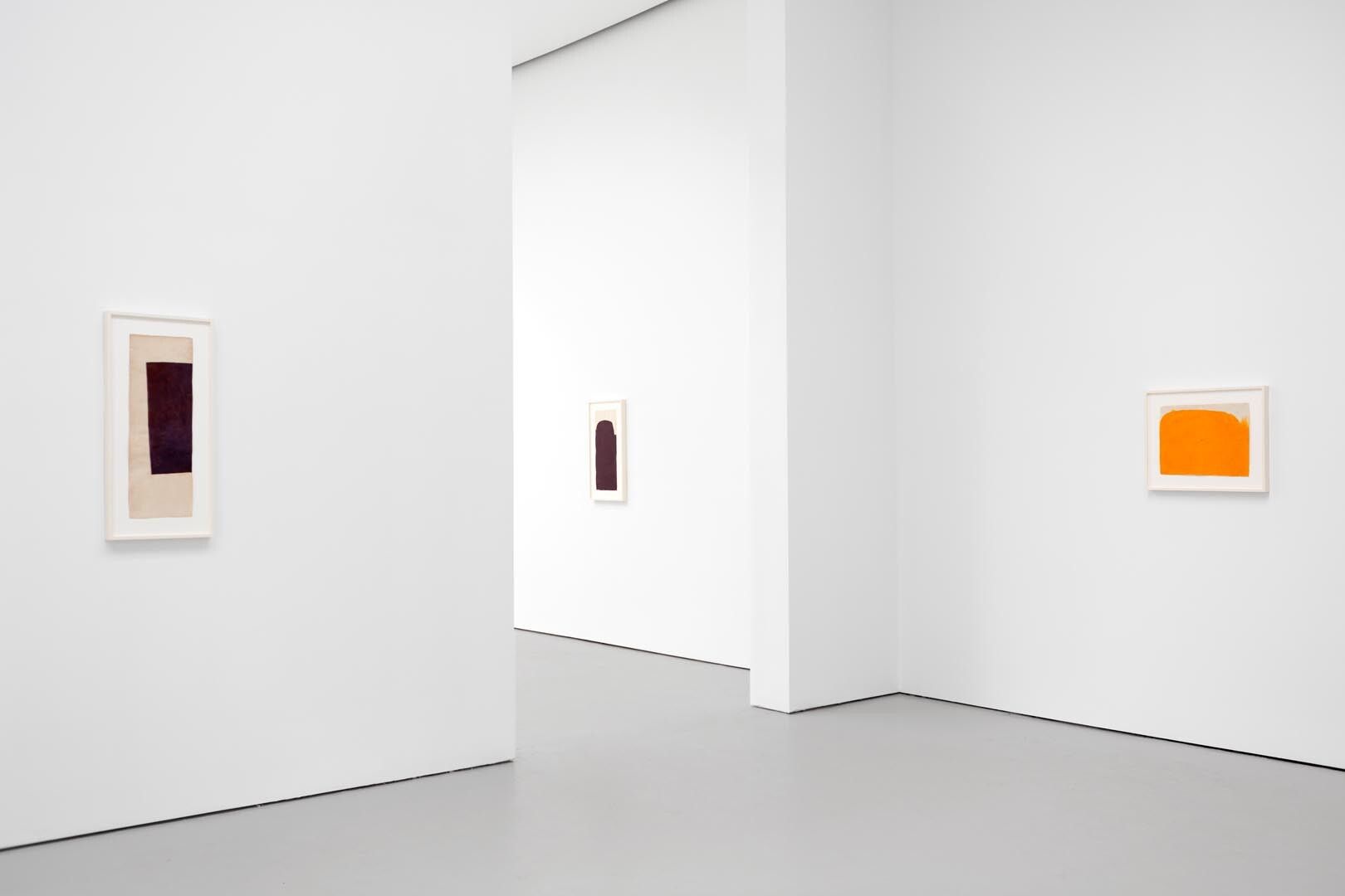 Installation view of the exhibition Suzan Frecon: paper, at David Zwirner in New York, dated 2013.