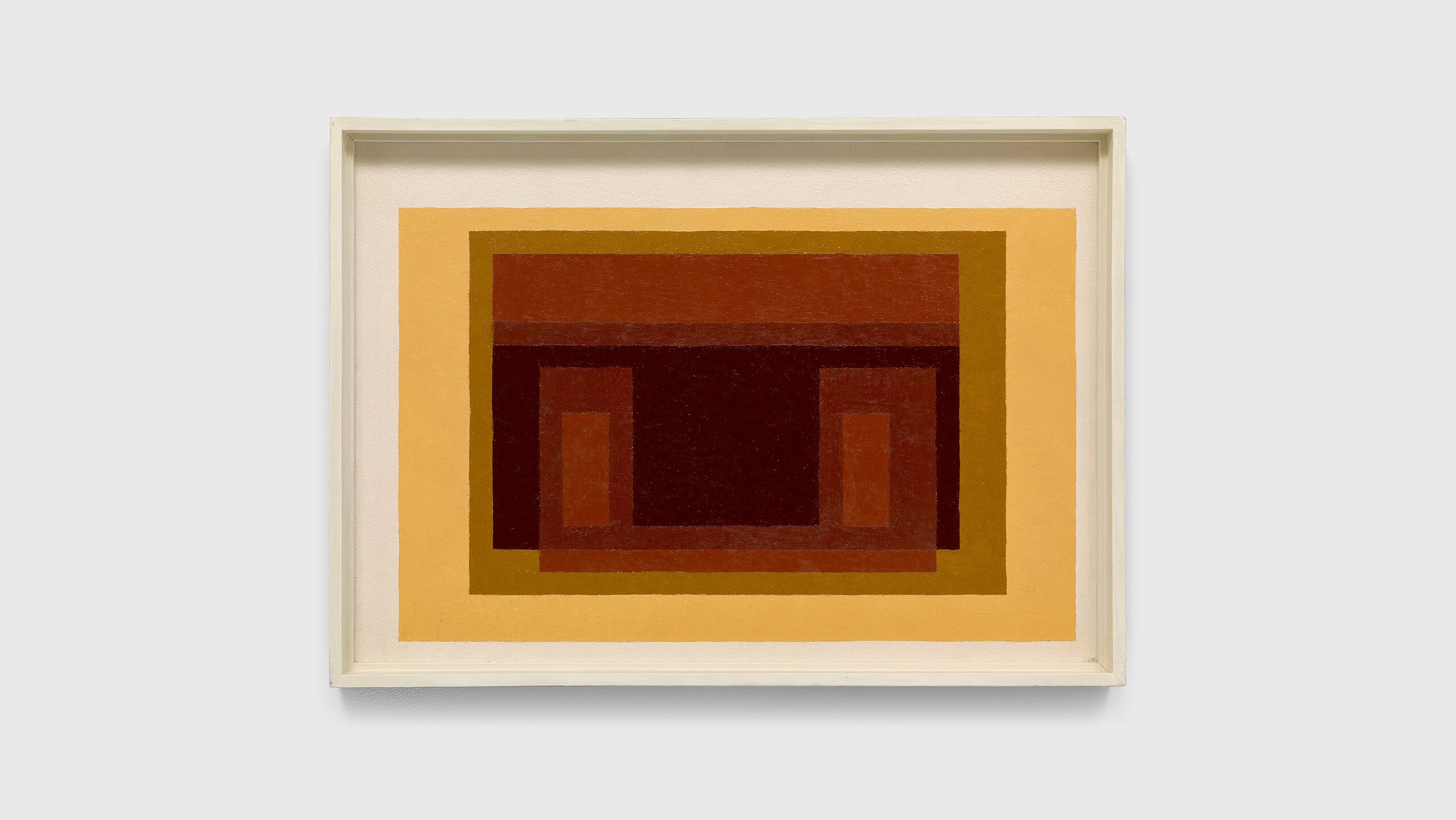A Oil on Masonite painting by Josef Albers titled  Browns, Ochre, Yellow dated 1948 