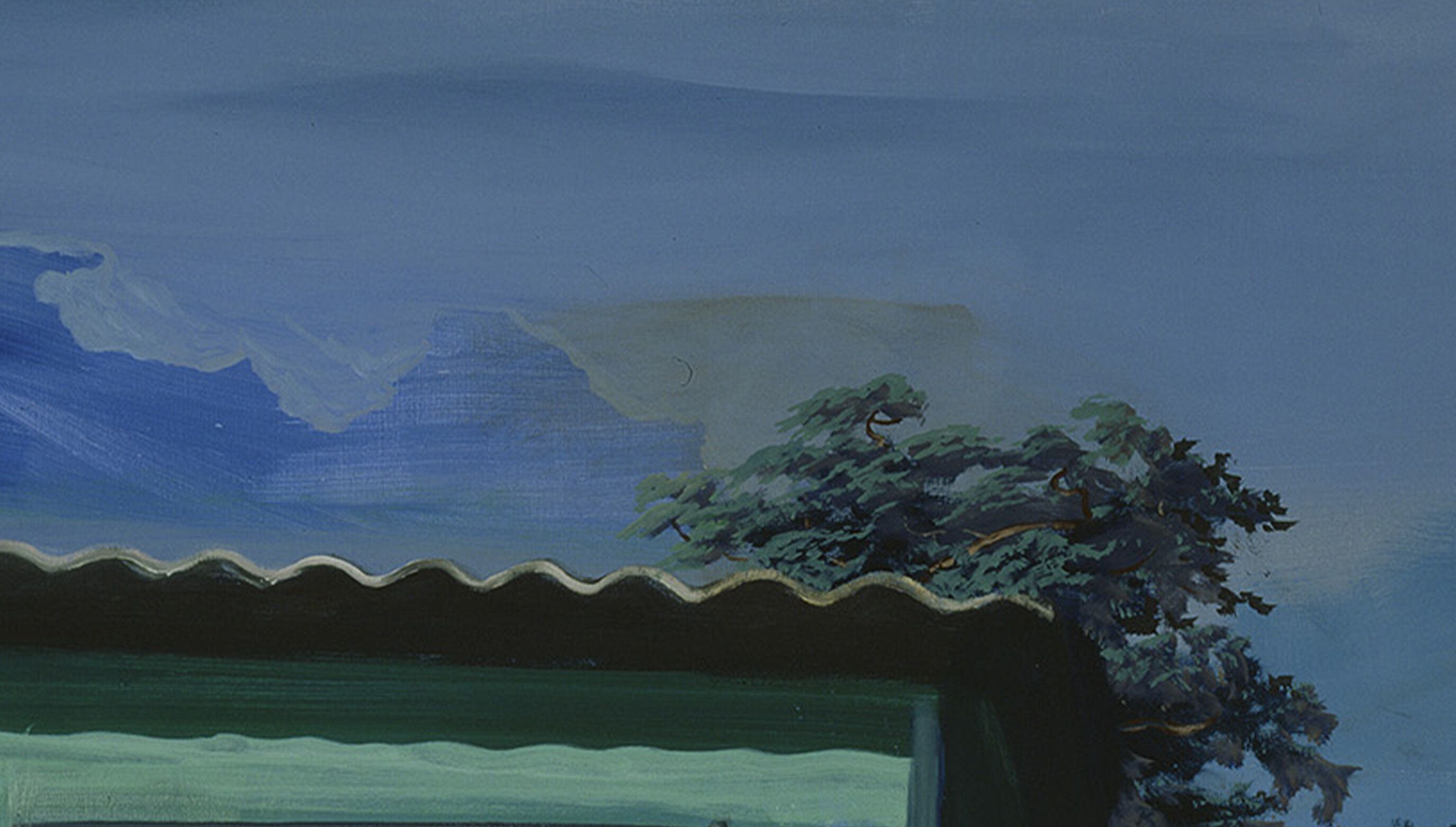A detail of an artwork by Neo Rauch titled Lösung, dated 2005