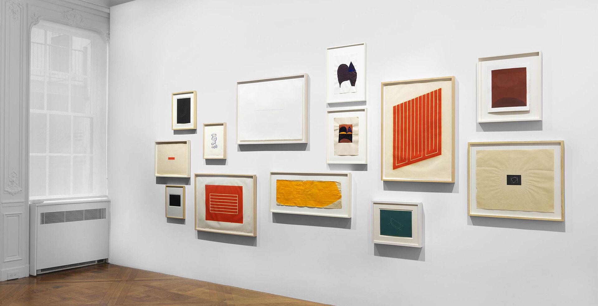 An installation view of works on paper as part of the exhibition Pure Form at David Zwirner in New York in January 2021.