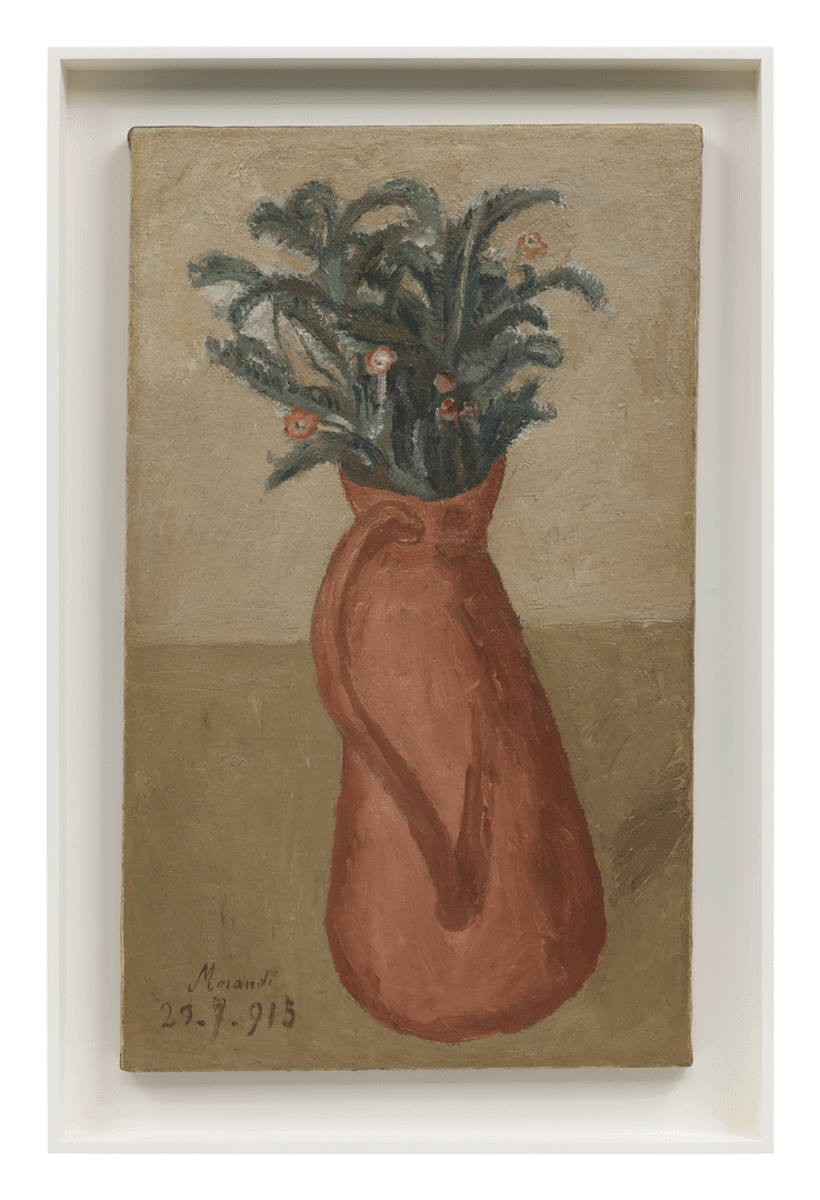An oil painting on canvas by Giorgio Morandi, titled Fiori (Flowers), dated 1915.