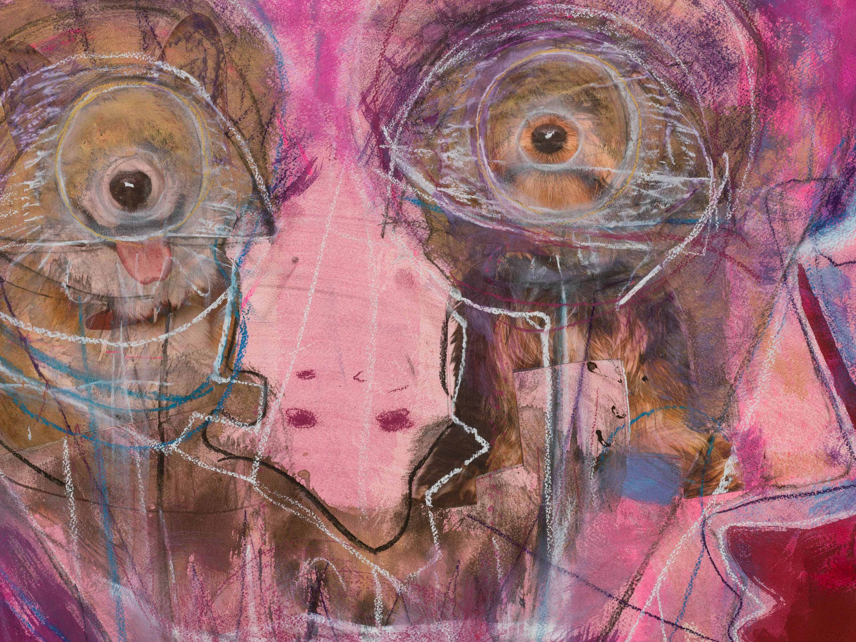 A detail of an artwork by Huma Bhabha called Untitled, dated 2023