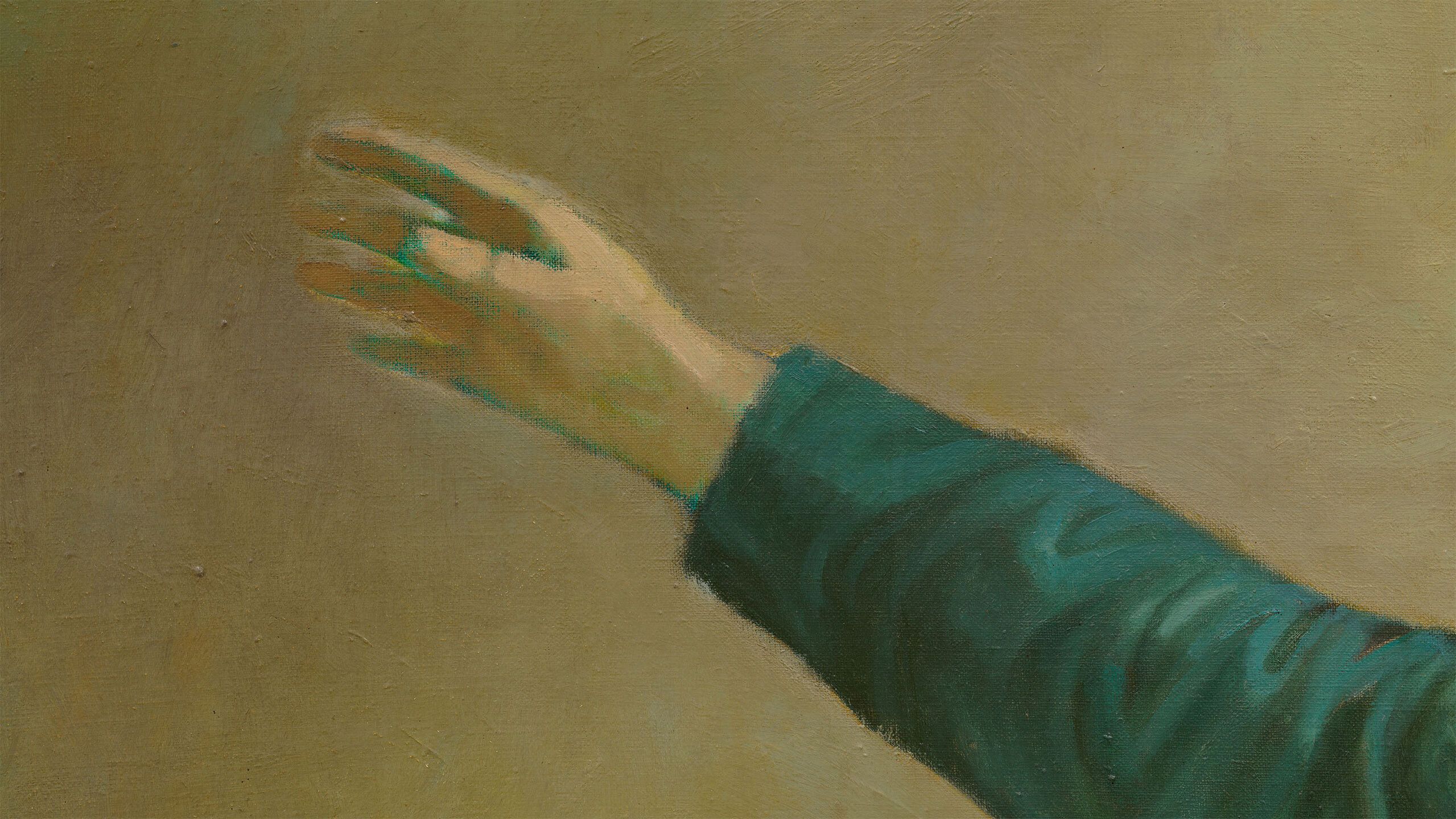 This is a detail shot of the painting by Charles White, titled Untitled, dated c. 1966-1967