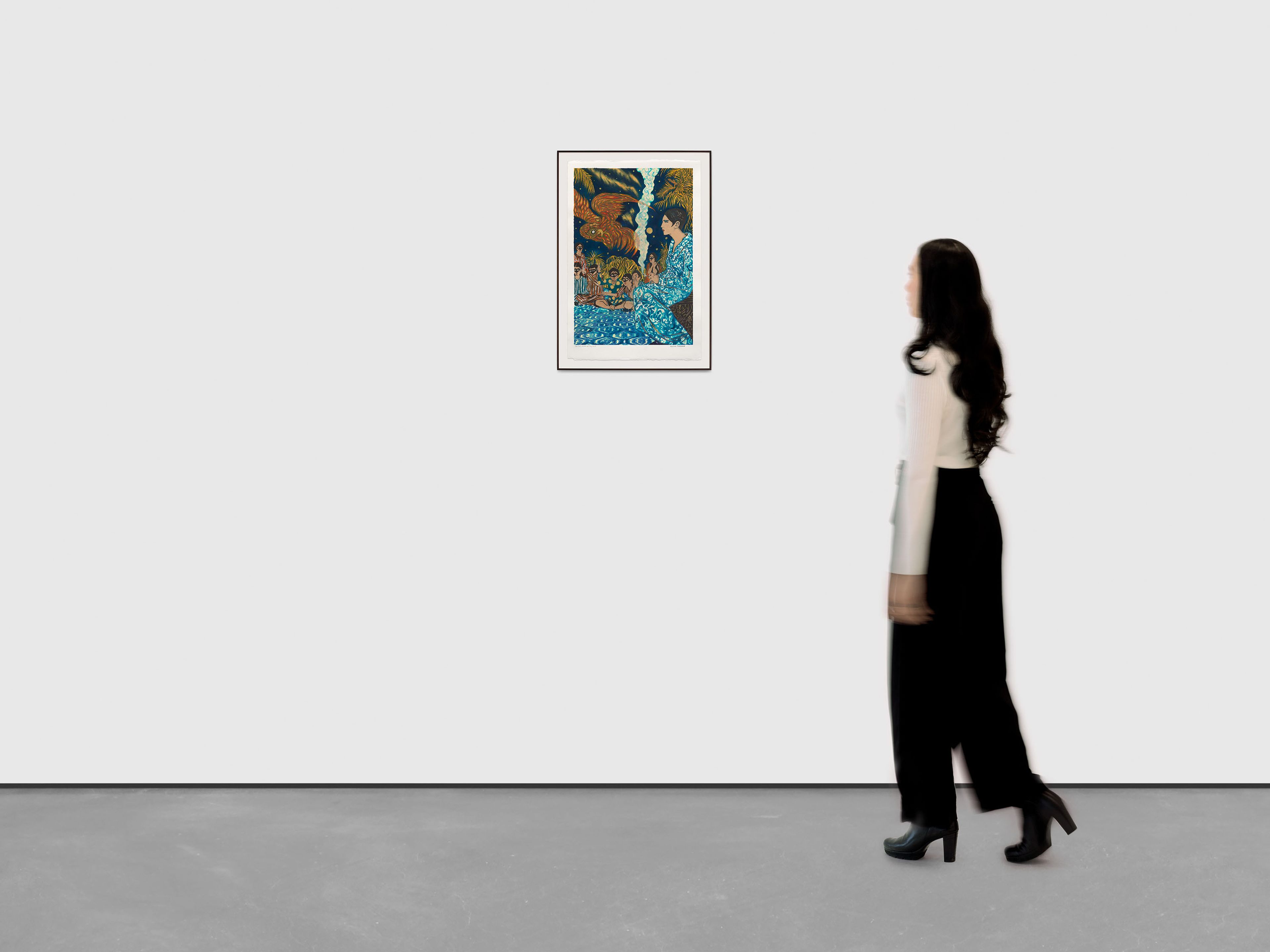 A work on paper by Marcel Dzama, titled She sees what we cannot, dated 2025.