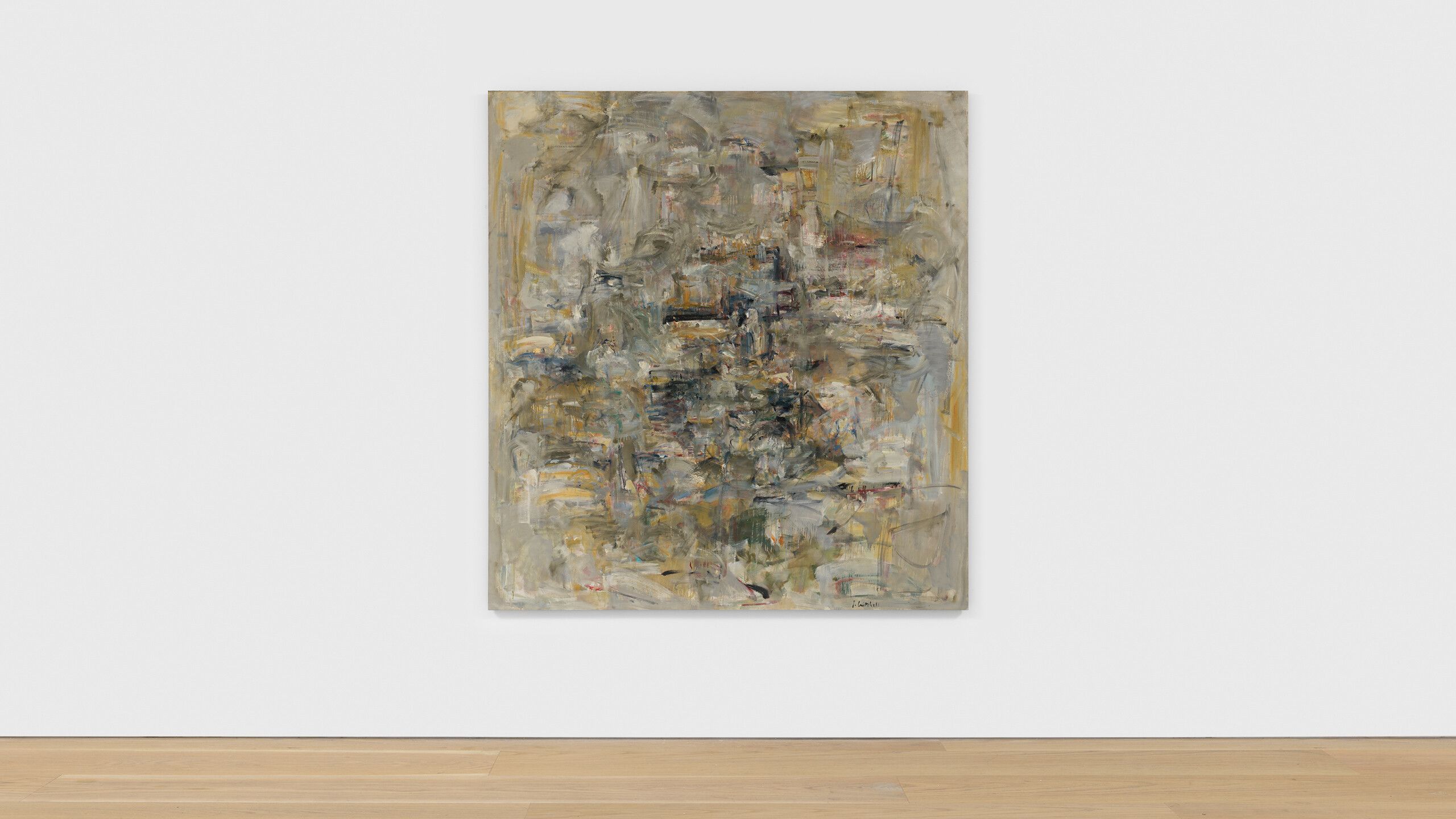An installation view of an oil painting on canvas by Joan Mitchell, titled Untitled (Number 12), circa 1953.