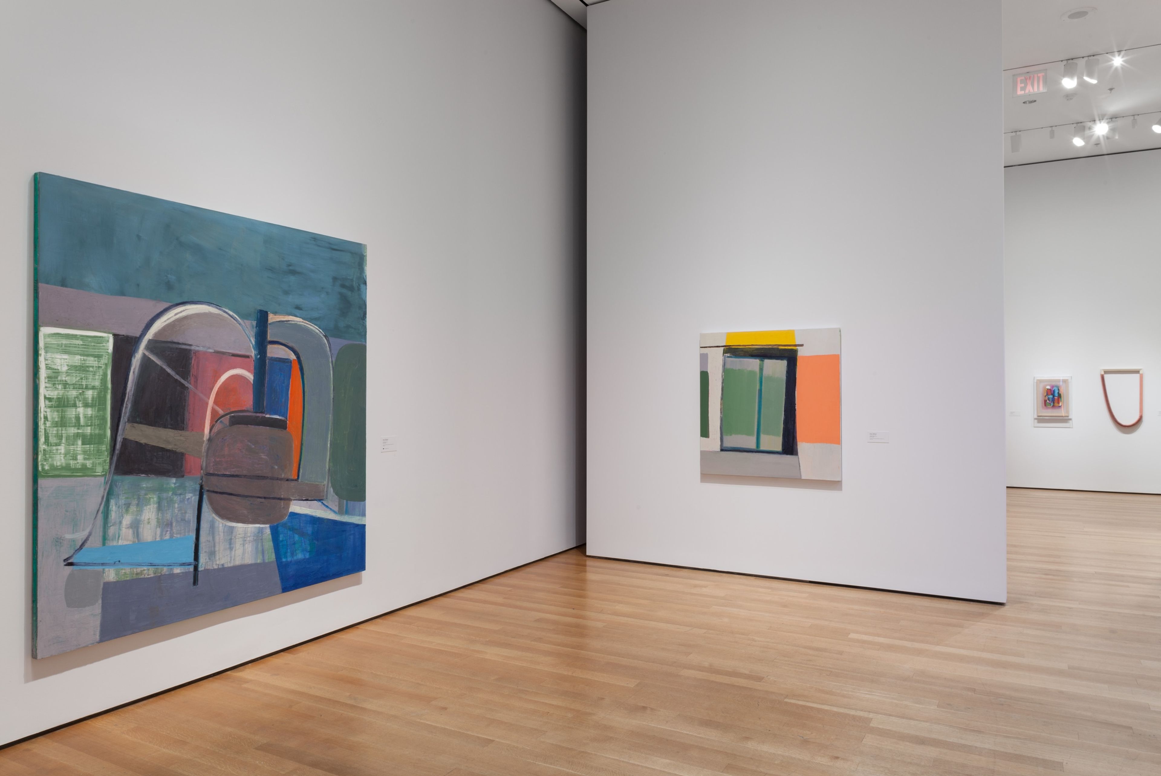 Installation view of work by Amy Sillman in the exhibition The Forever Now: Contemporary Painting in an Atemporal World at the Museum of Modern Art, located in New York, United States, dated 2014-2015.