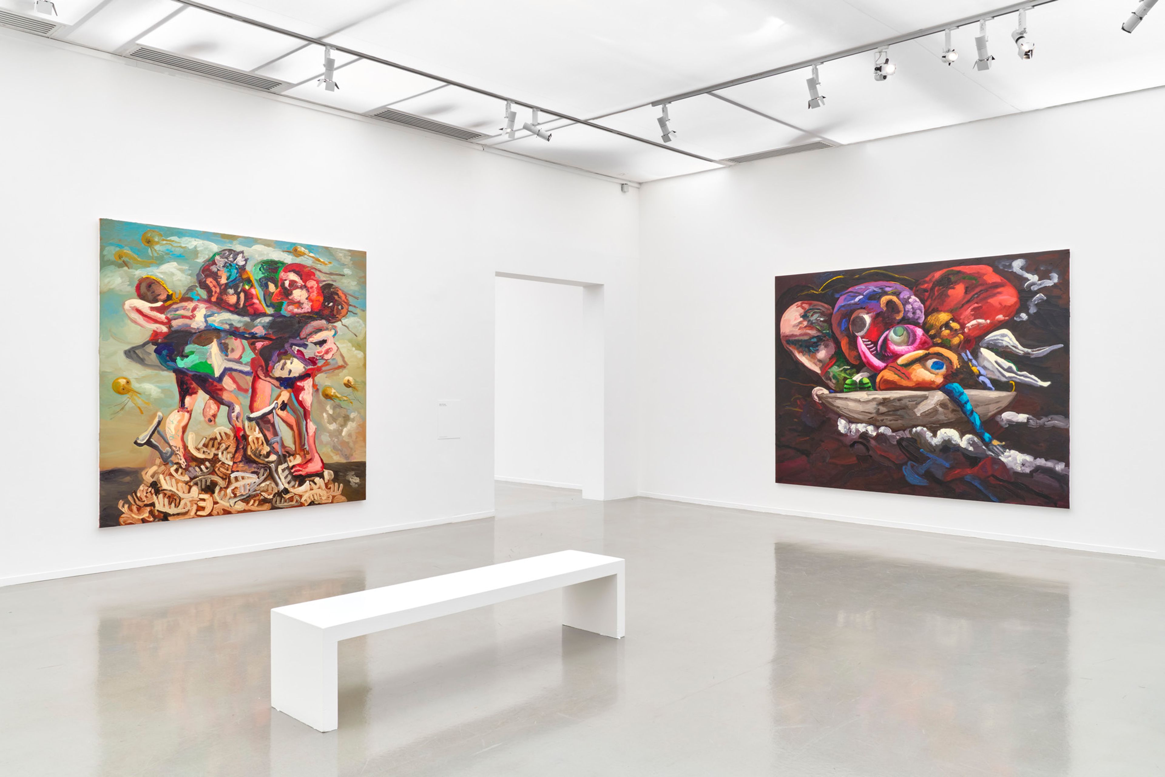 Installation view of the exhibition "Dana Schutz: Le monde visible," at the Musée d’art Moderne de Paris, 2023