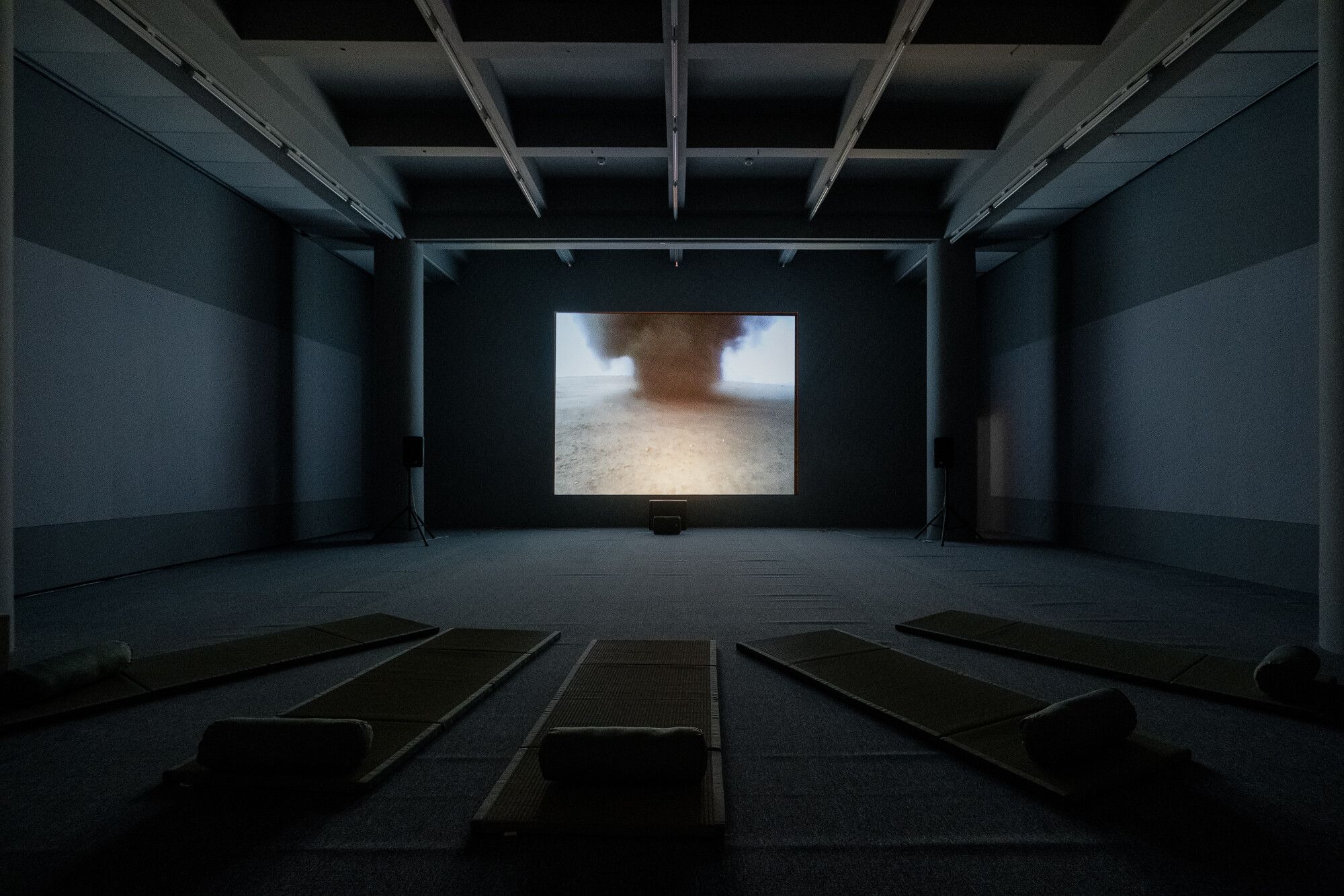 An installation view of an exhibition titled Francis Alys: La Depense, at Rockbund Art Museum in Shanghai, dated 2018.