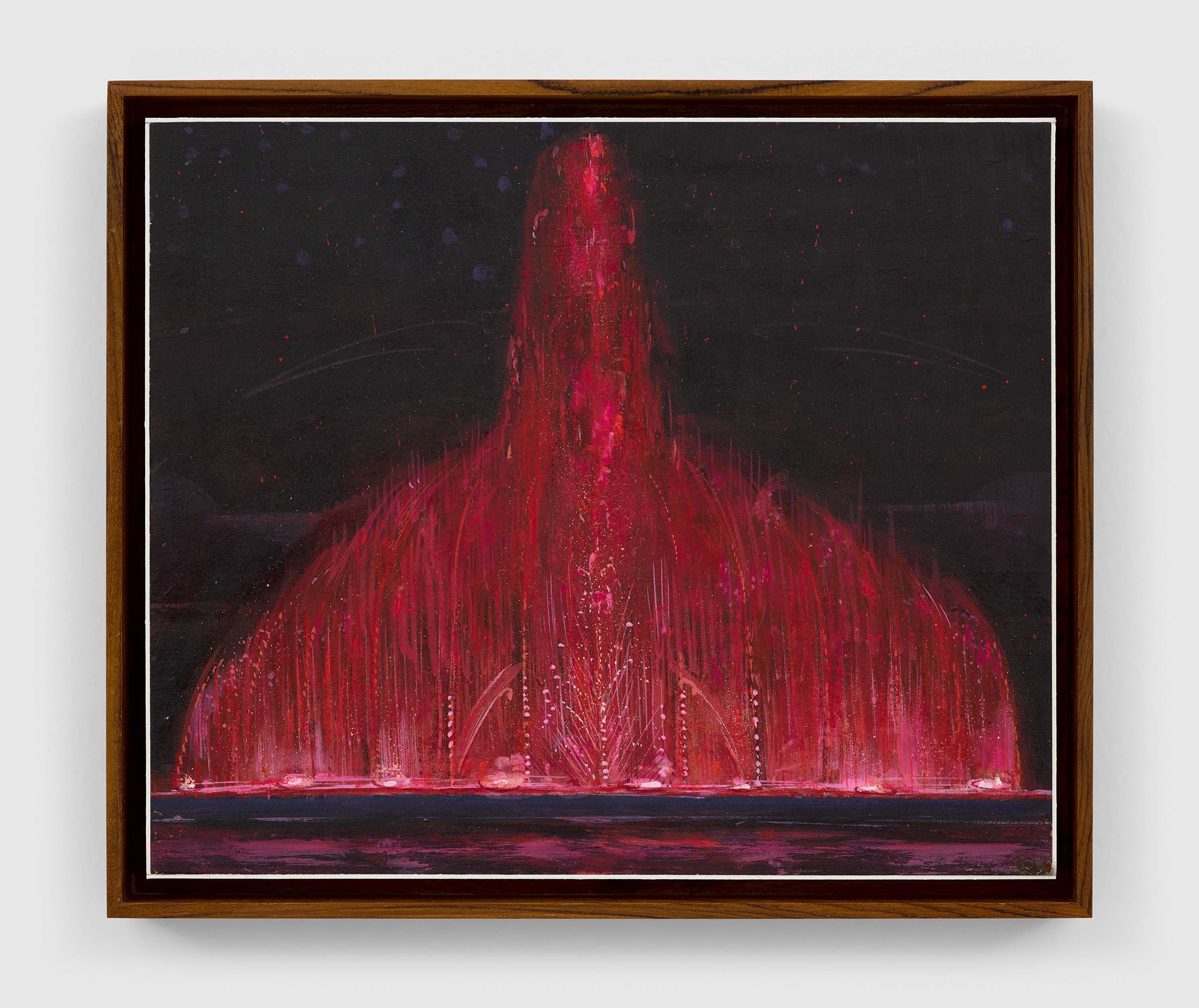 A casein on board painting by Mahesh Baliga, titled Fountain, dated 2022.