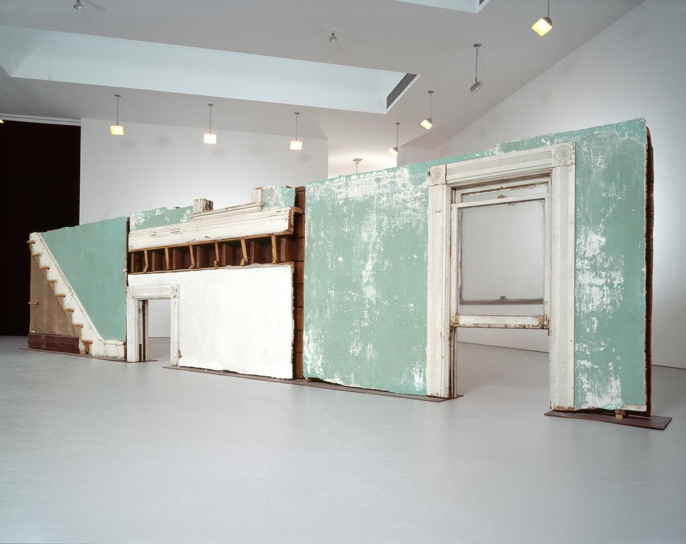 An installation view of the exhibition Gordon Matta-Clark: Bingo, at David Zwirner New York, dated 2004.