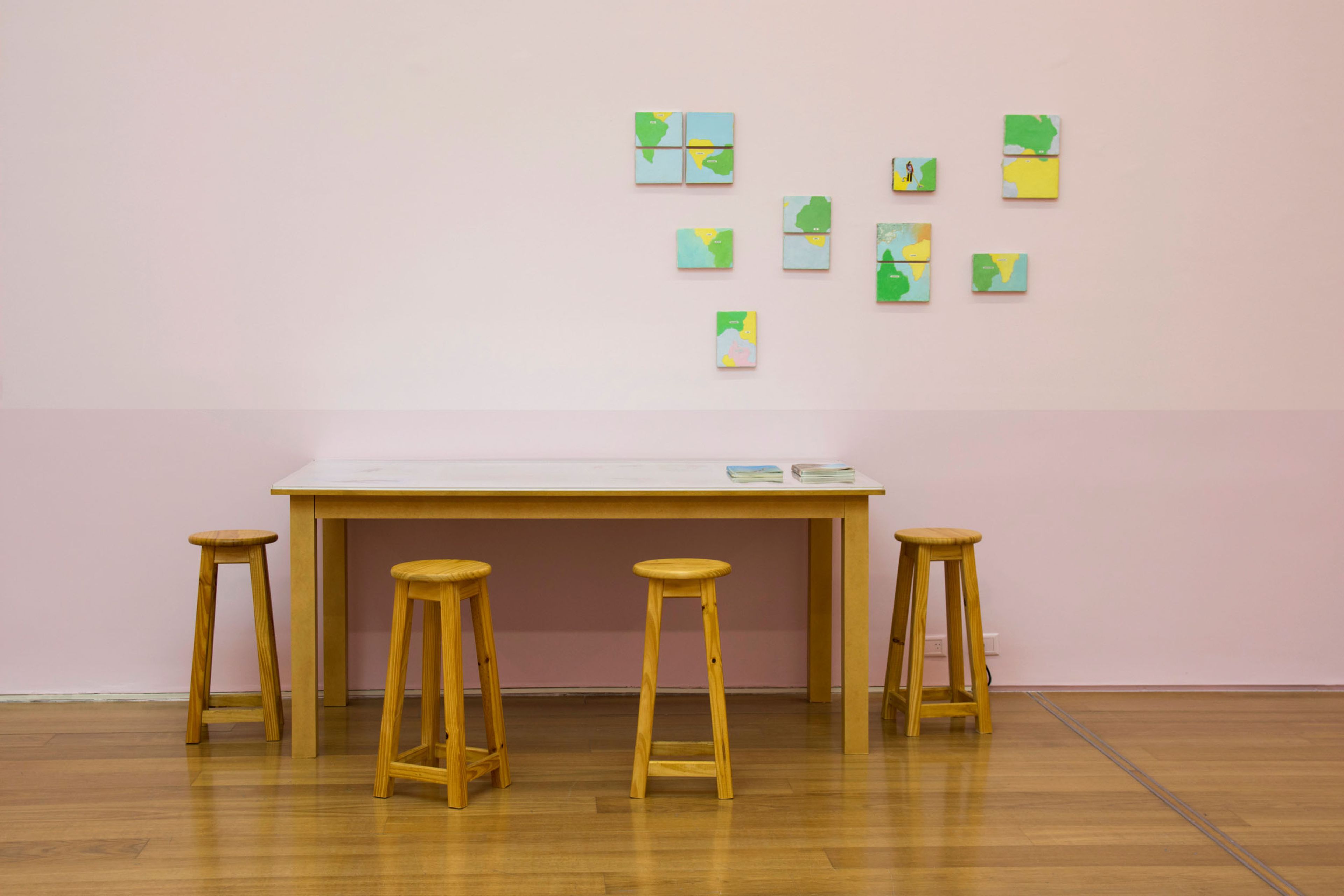 Installation view of the exhibition A Story of Negotiation¬†at Museo de Arte Latinoamericano de Buenos Aires (MALBA) - Fundaci√≥n Costantini, dated 2015 to 2016.