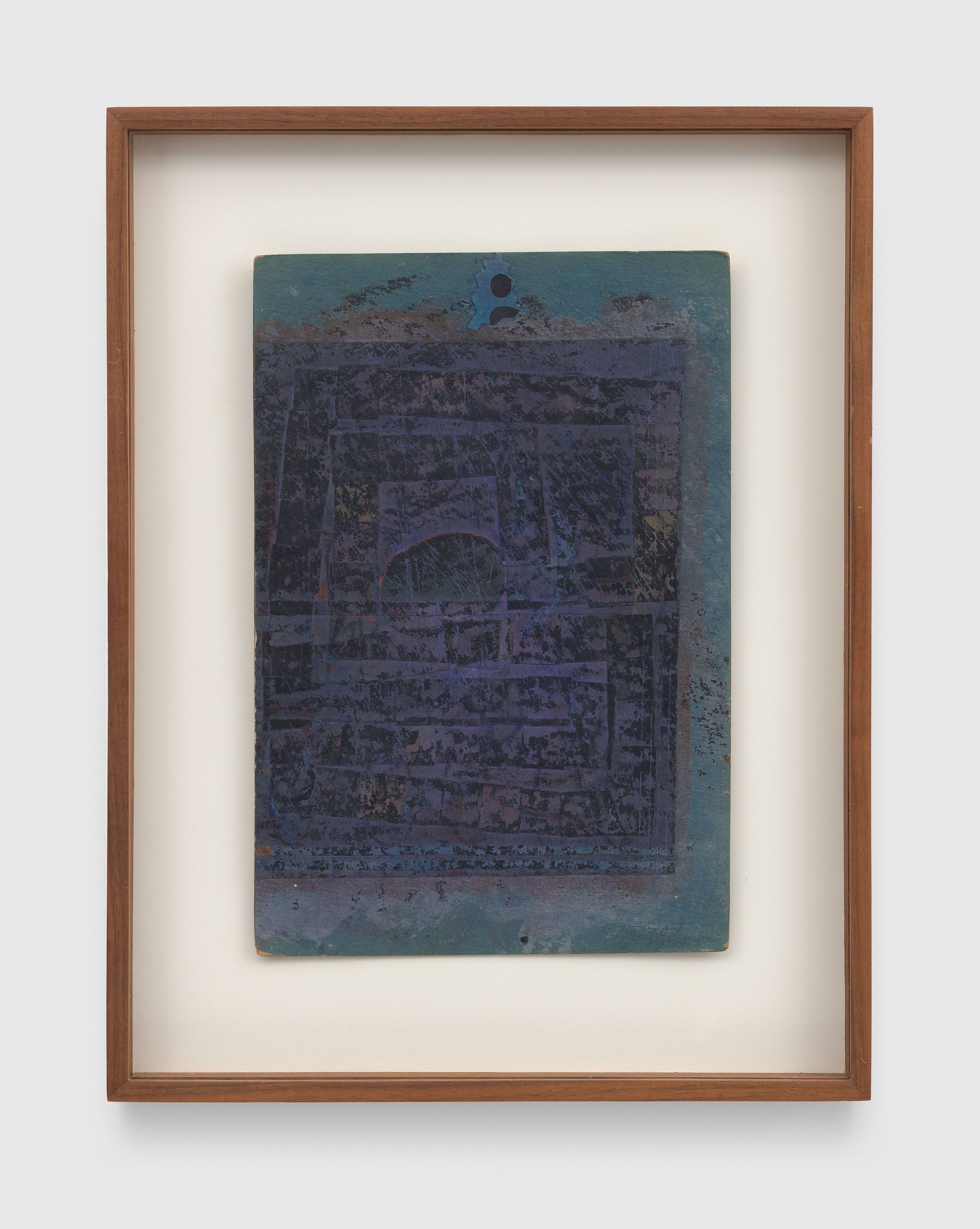 A work on paper by Ray Johnson, called Untitled (Blue Moticos),  circa 1954 to 1959.