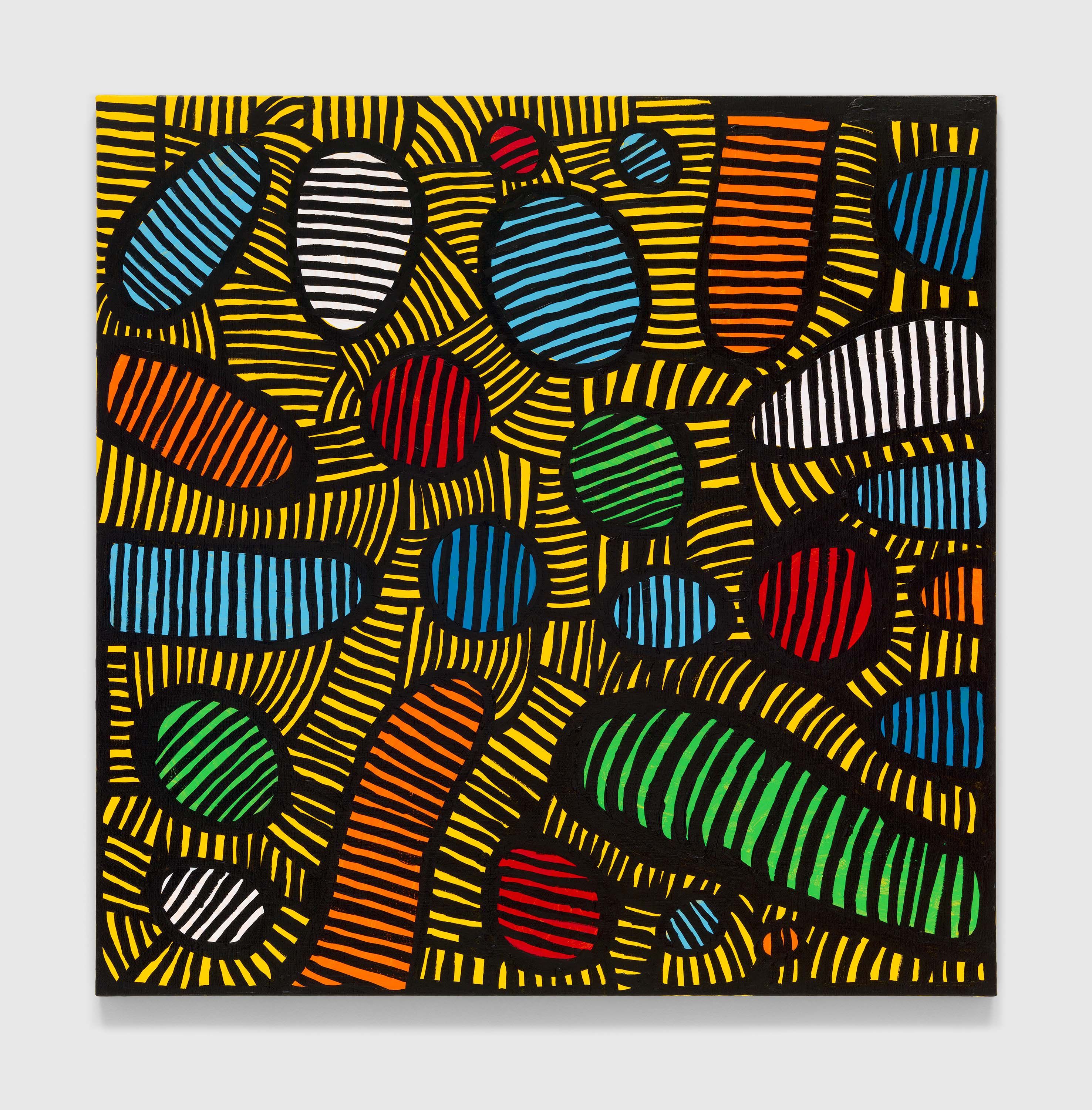 A painting by Yayoi Kusama, titled EVERY DAY I PRAY FOR LOVE, dated 2021.