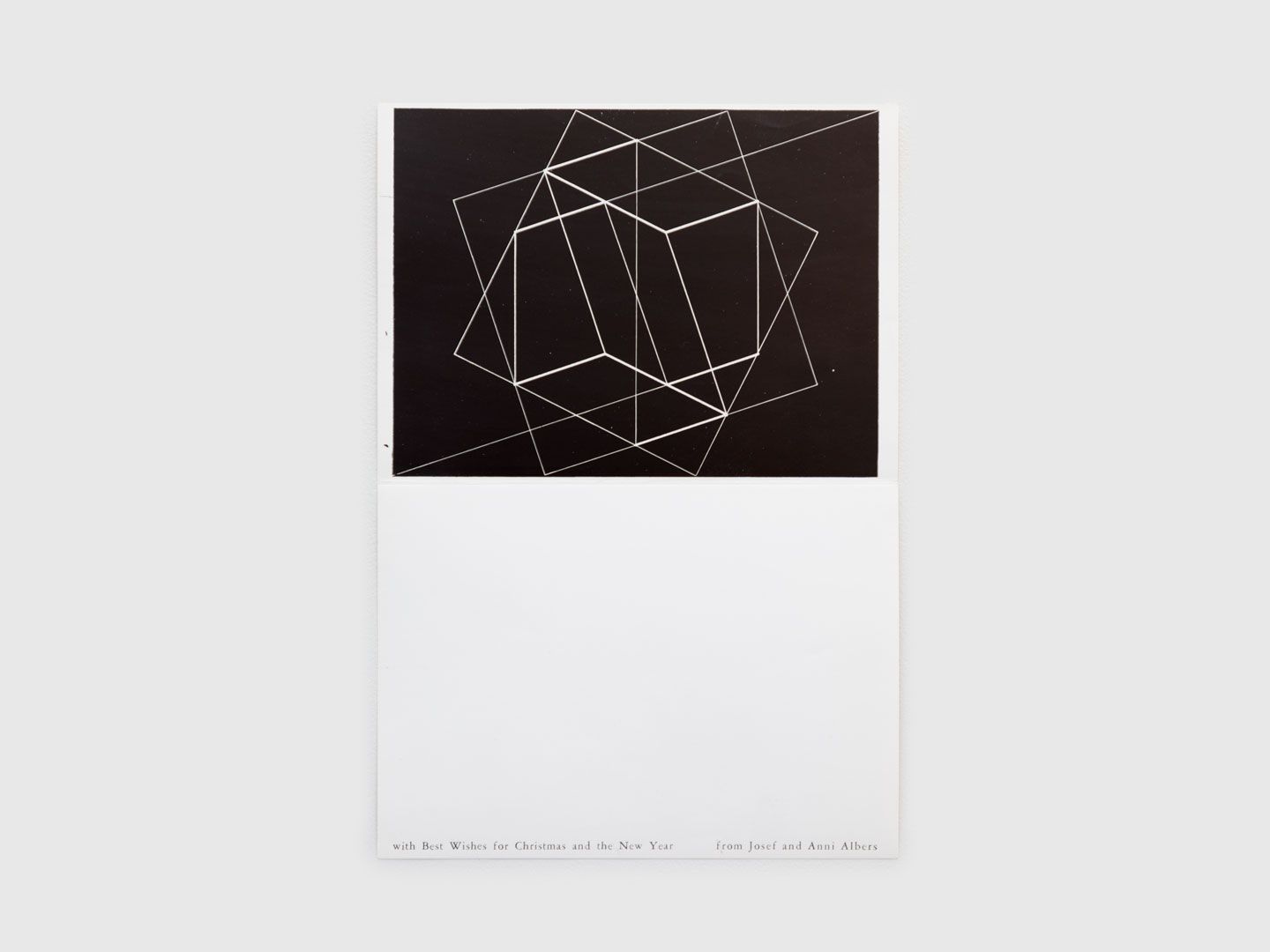 An offset printed mailing on coated paper by Josef and Anni Albers, titled With Best Wishes for Christmas, dated 1950.