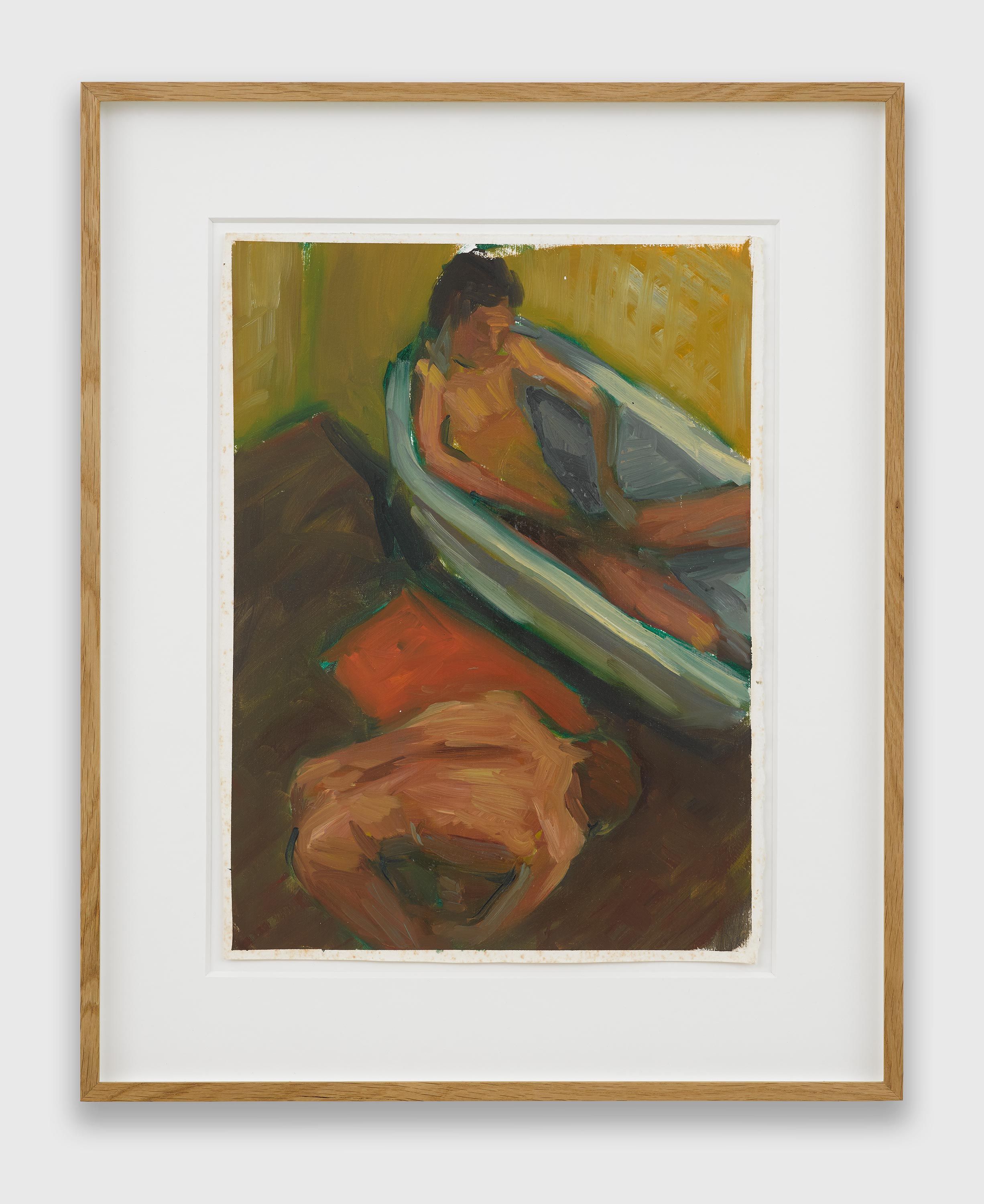 A painting by Hugh Steers, titled Orange Bathmat, dated 1987.