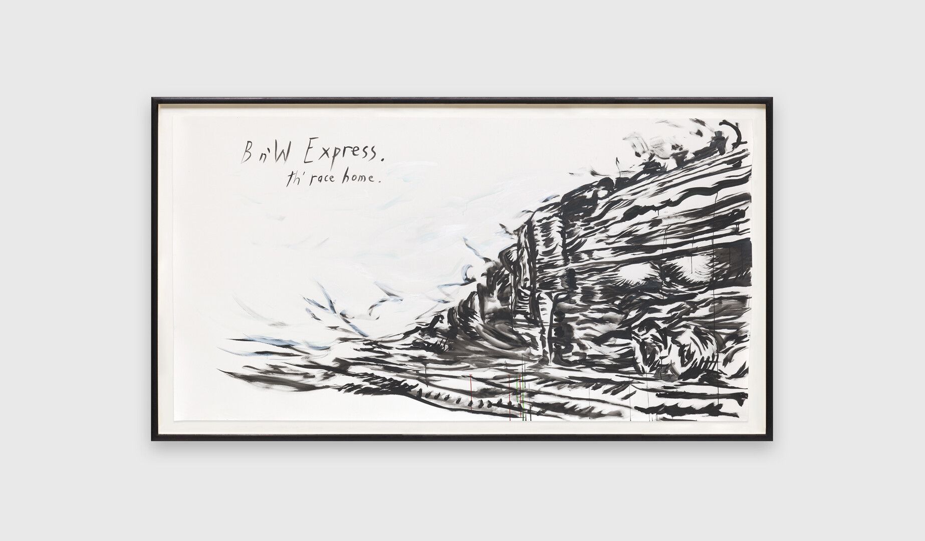 A work by Raymond Pettibon, titled No Title (Bn'W Express. Th' ...), dated 2020.