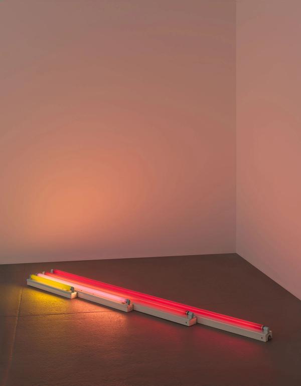 Dan Flavin — gold, pink and red, red