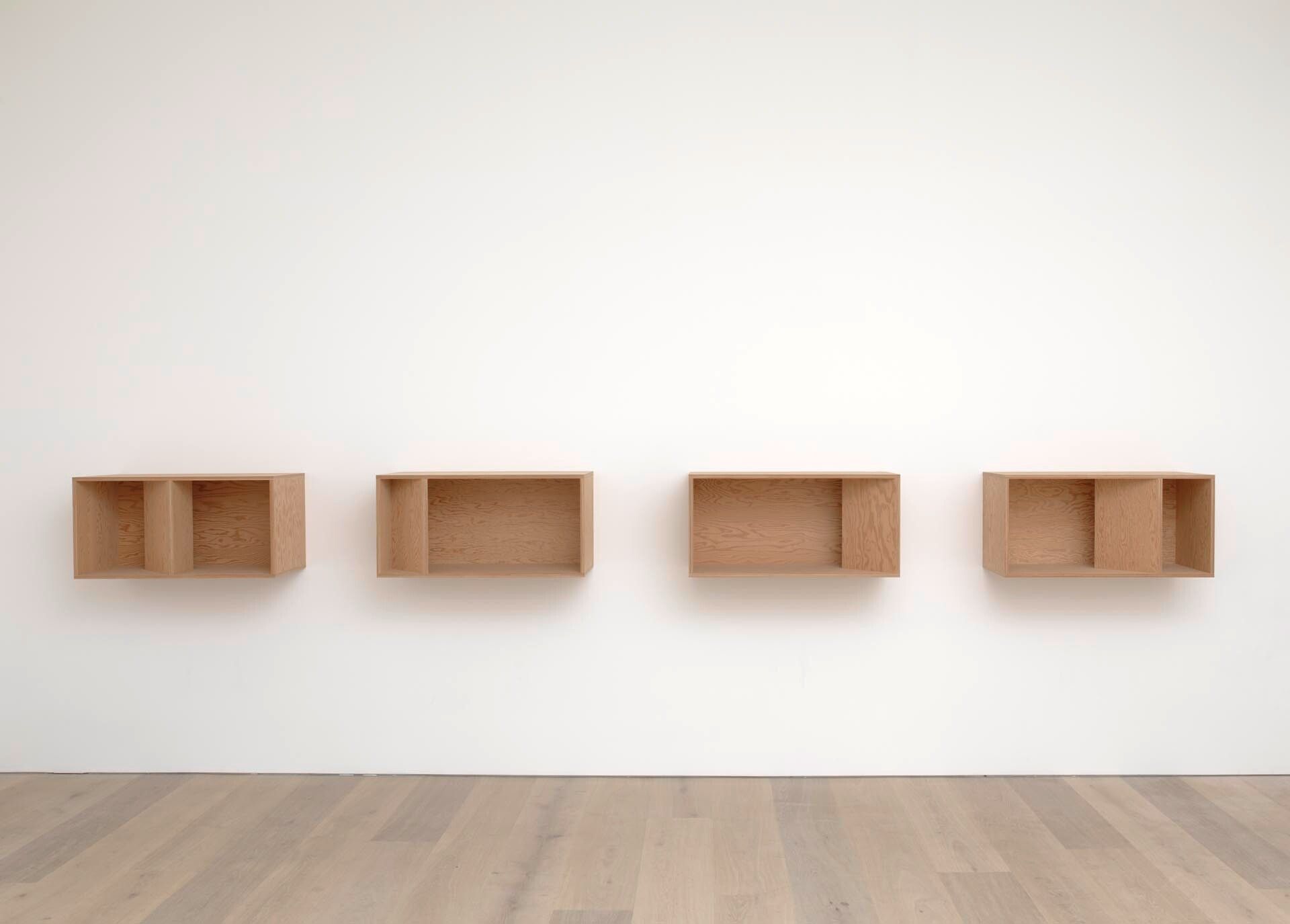 A douglas fir plywood untitled sculpture by Donald Judd, dated 1989.