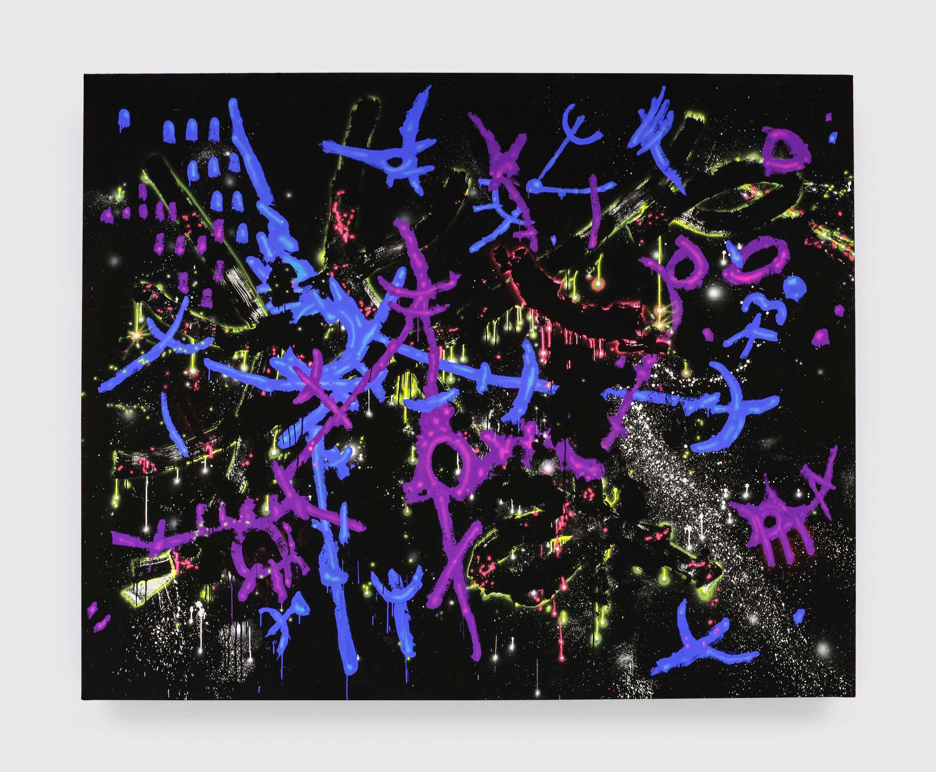 A mixed media artwork by Aaron Curry, titled In Light of Dark Matter, dated 2019.