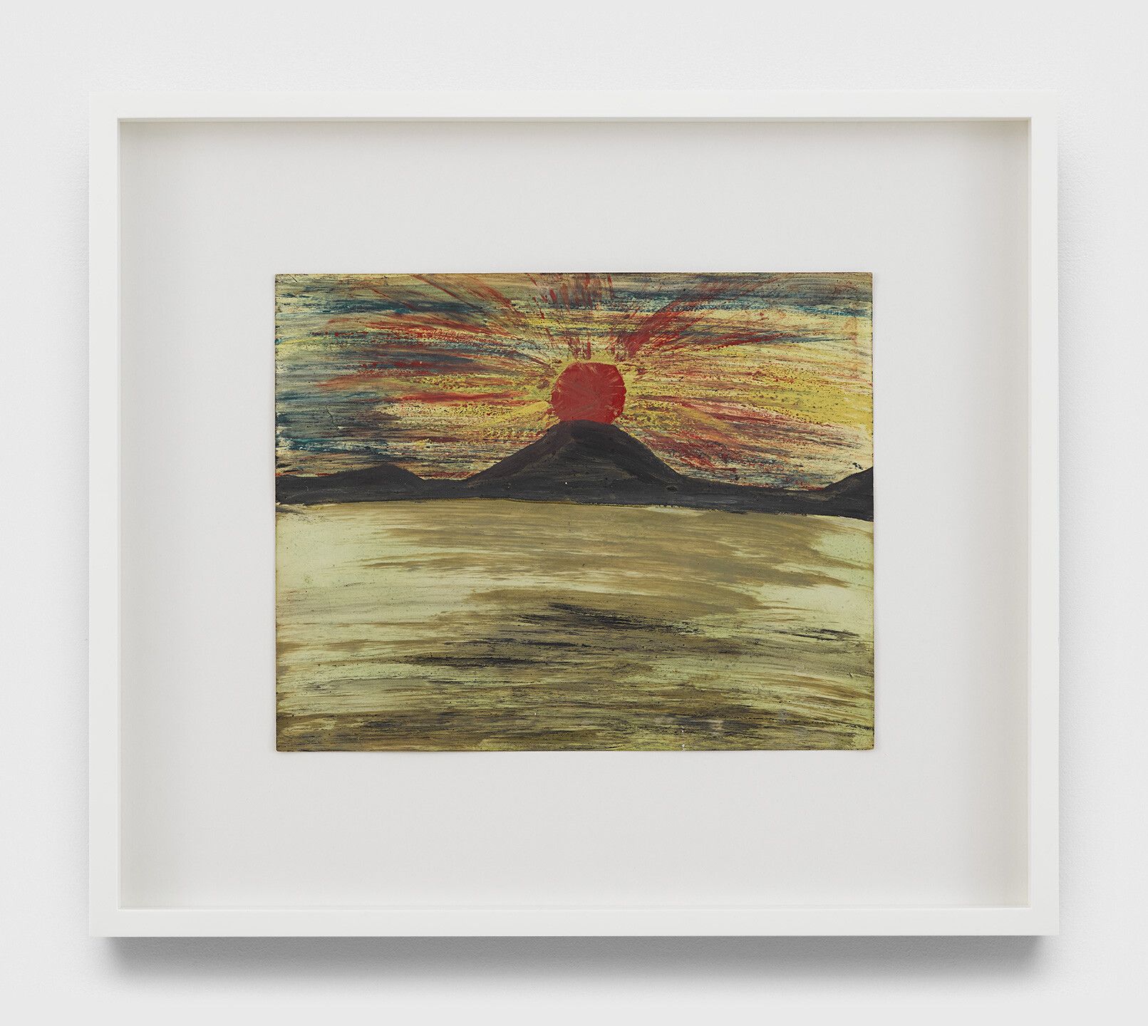 Frank Walter Untitled (Red sun, black mountain, grey sea), n.d. Oil on back of photograph