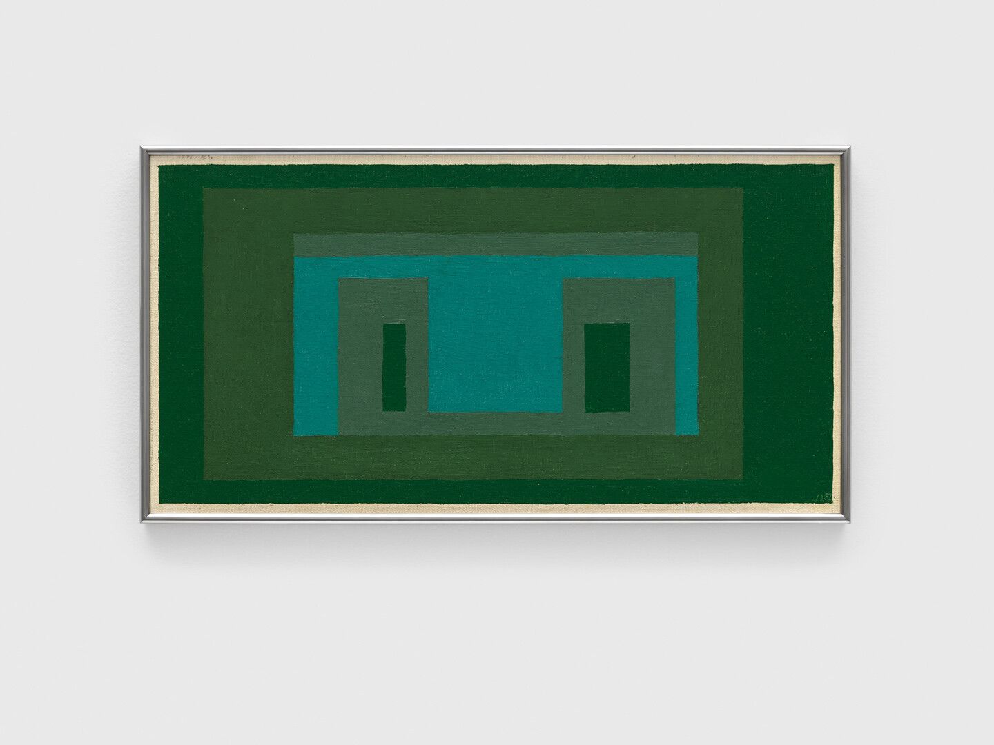 An oil painting on Masonite by Josef Albers, titled Variant/Adobe, dated 1962.