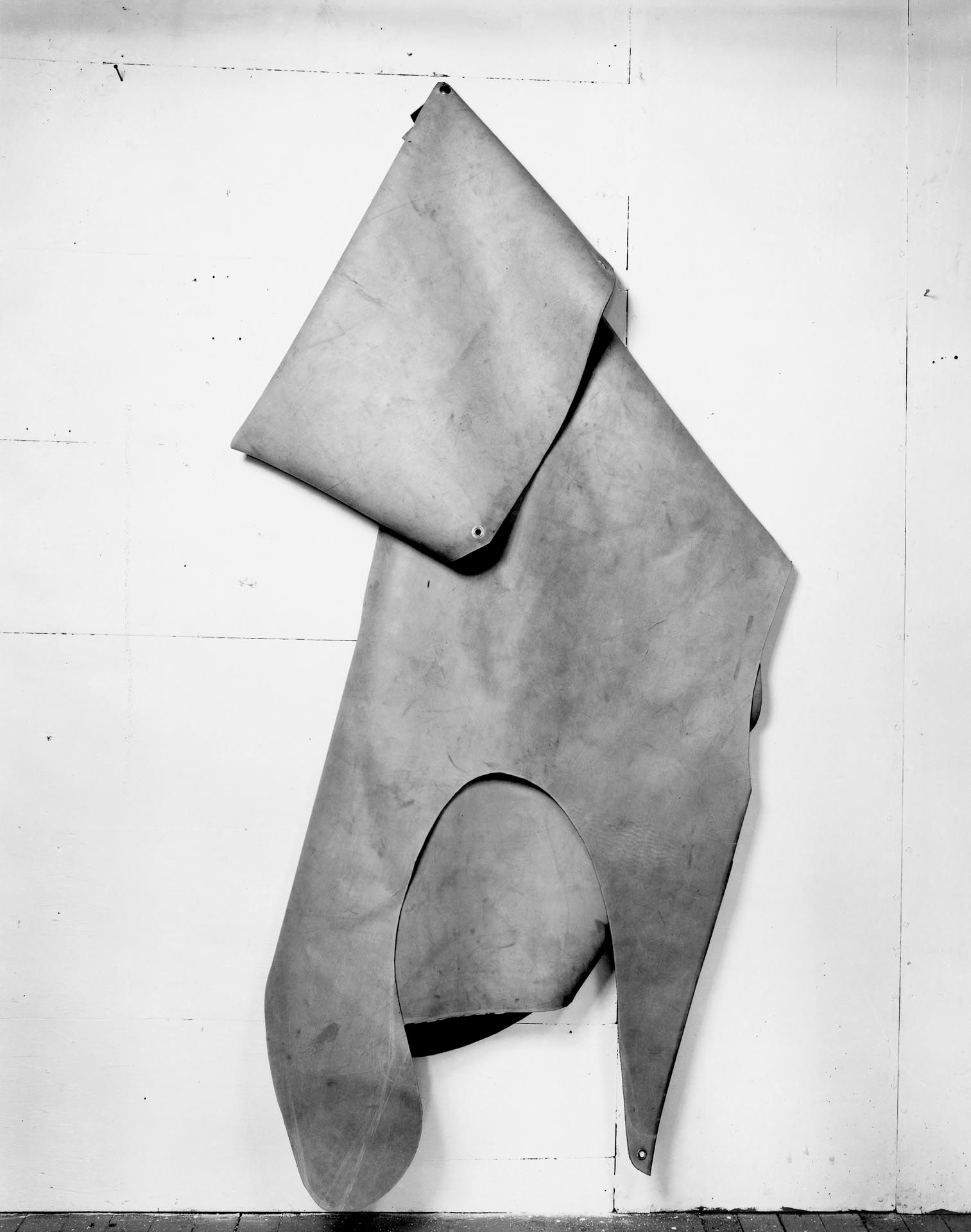 A vulcanized rubber sculpture by Richard Serra, titled Template, dated 1967.
