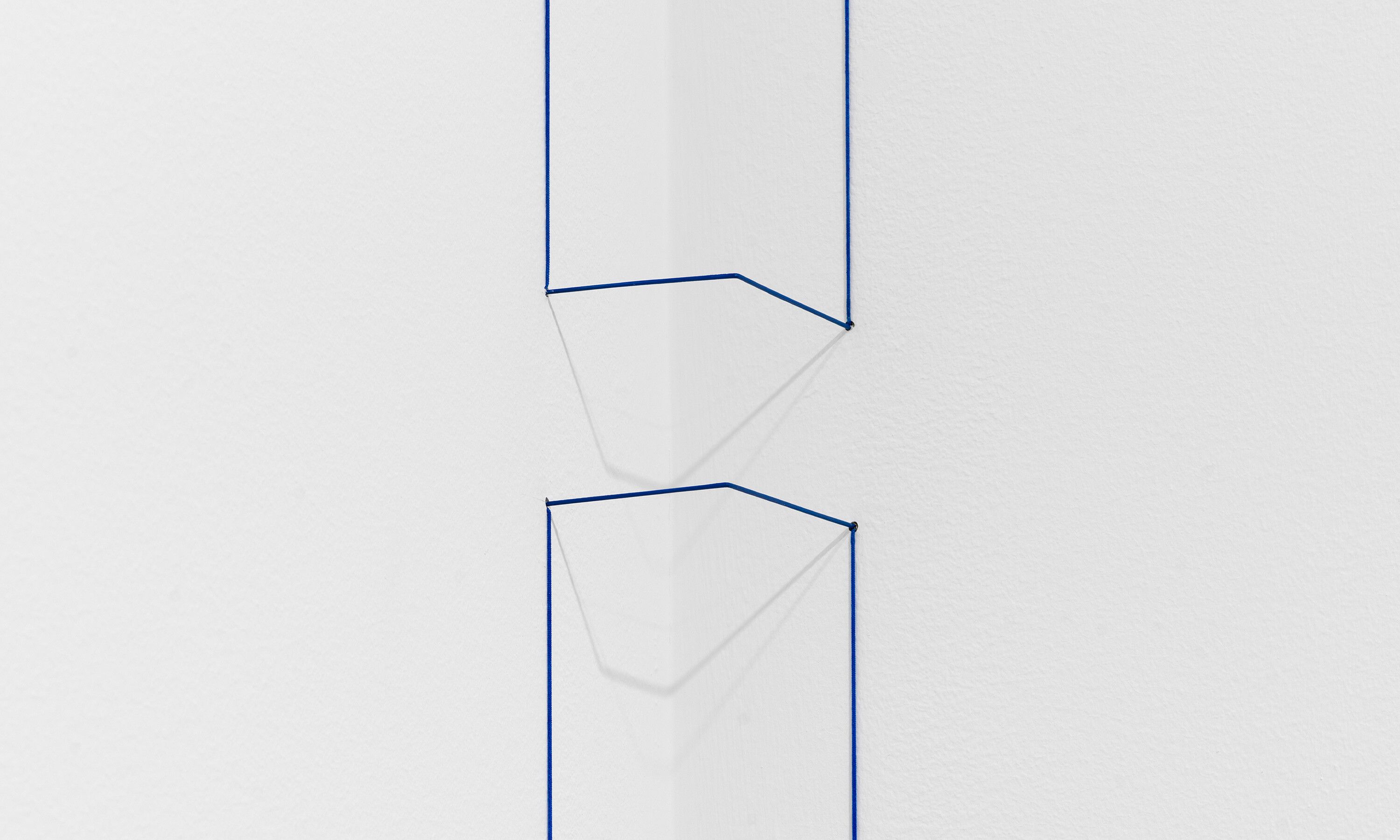 A detail of Fred Sandback, Untitled (Vertical Corner Piece) [LLR], 1968 