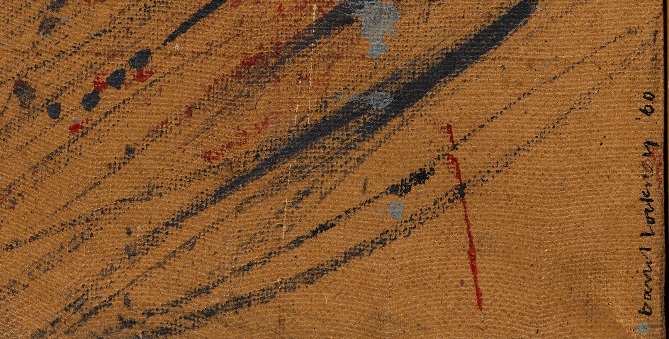 A detail of a painting by David Hockney, titled First Tea Painting, dated 1960.