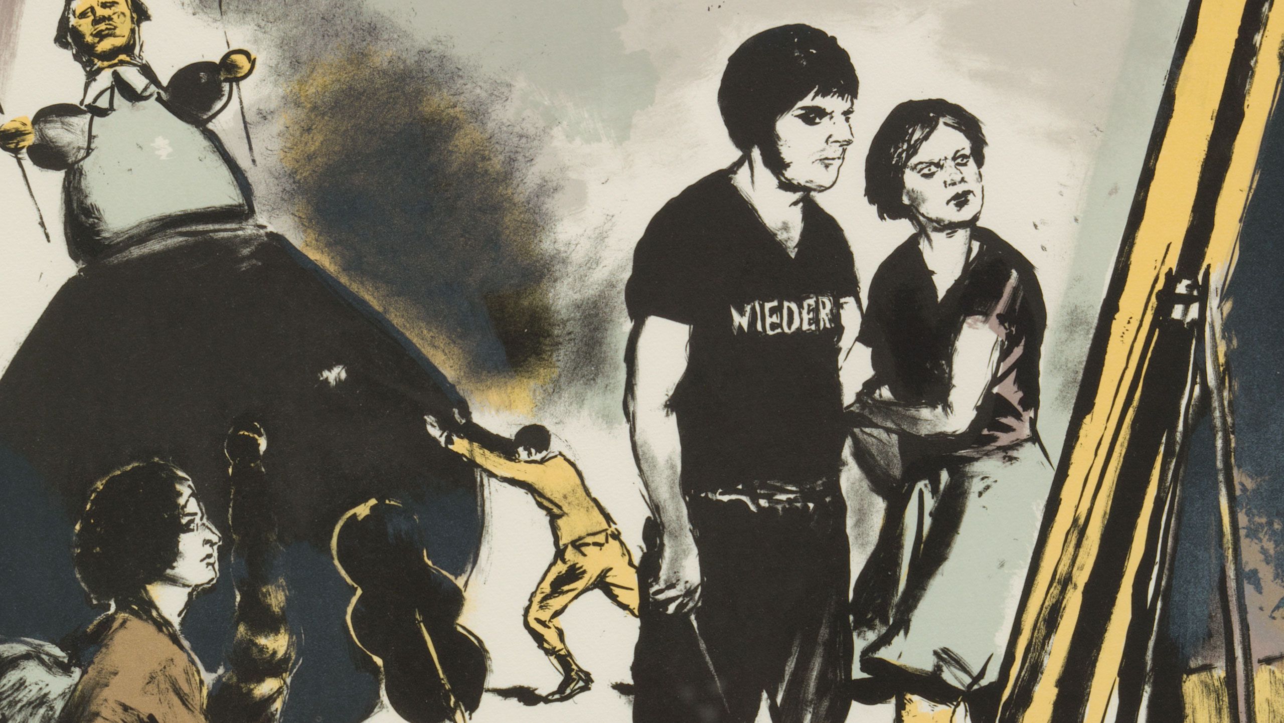 Detail of a work by Neo Rauch titled, "Aufwärts," dated 2021