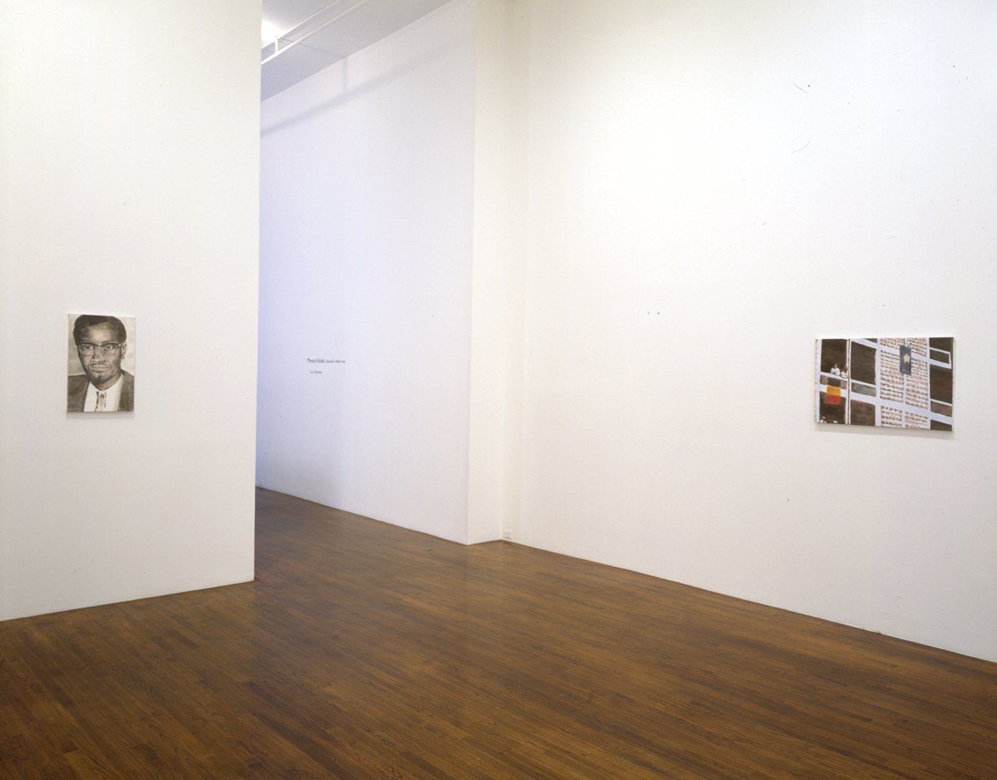 An installation view of the exhibition Luc Tuymans: Mwana Kitoko: Beautiful White Man, at David Zwirner New York, dated 2000.