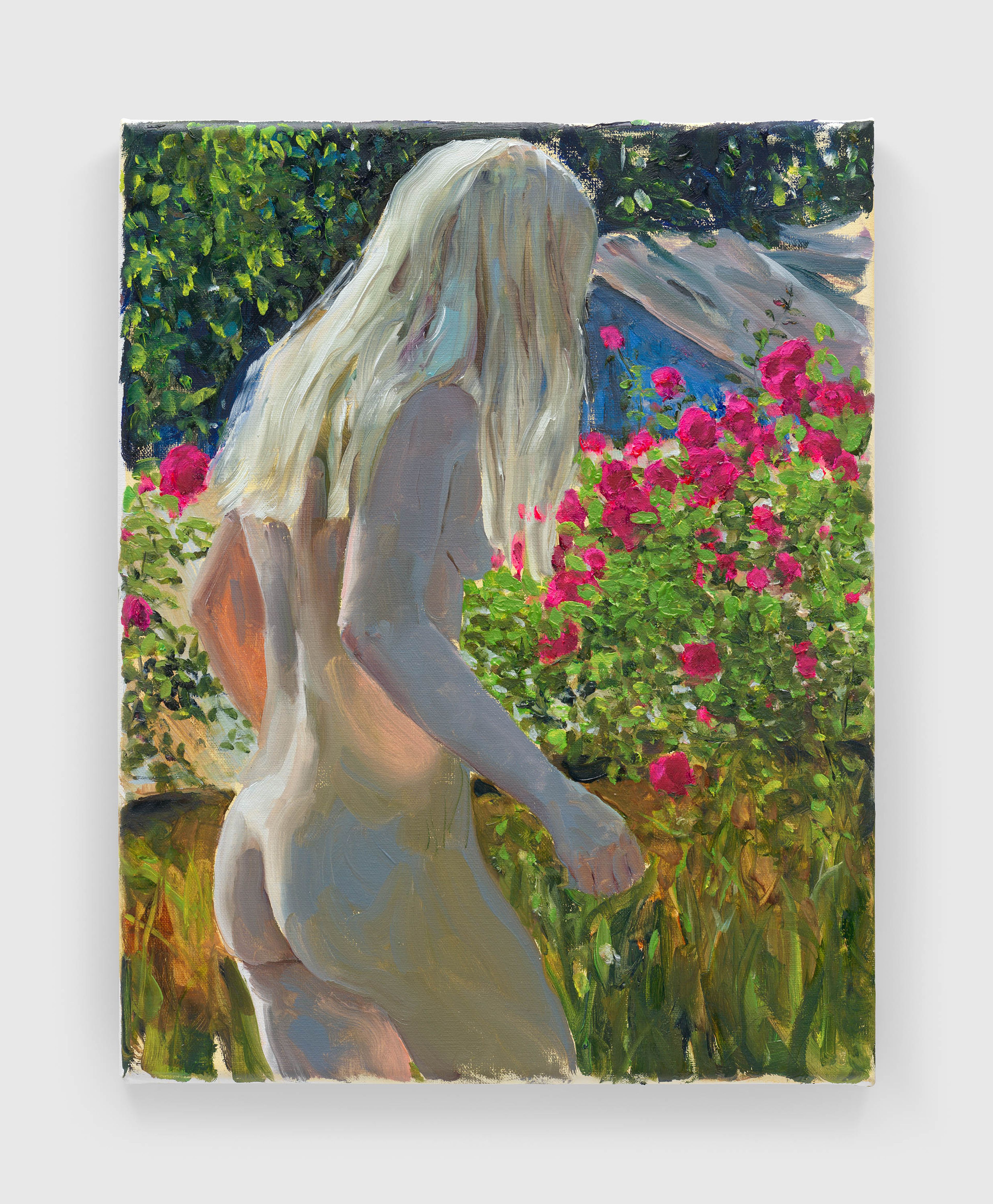 A painting by Jenna Gribbon, titled Among the nipply blooms, dated 2025.