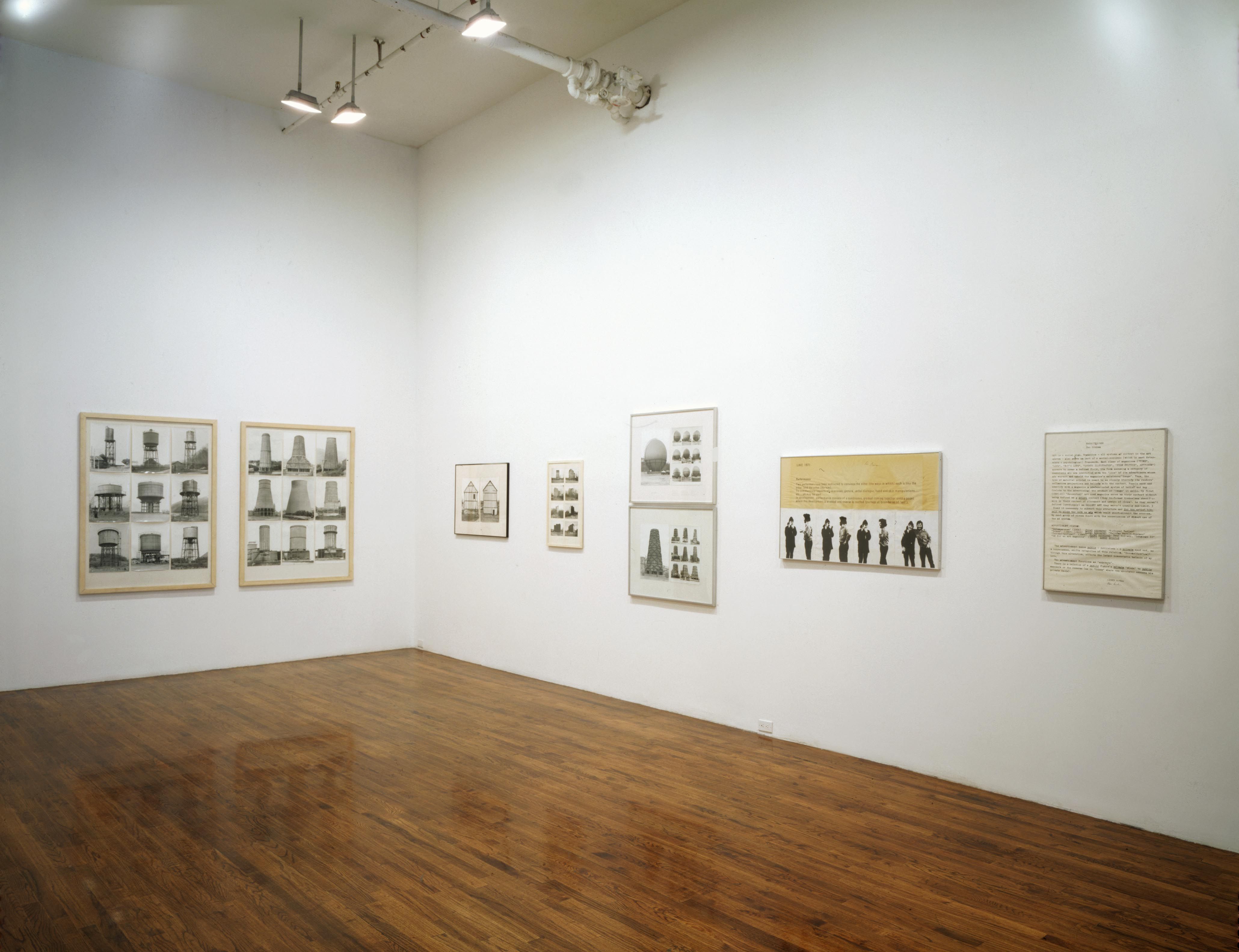 An installation view of the exhibition Conceptual Photography from the 60s and 70s, at David Zwirner New York, dated 1998.