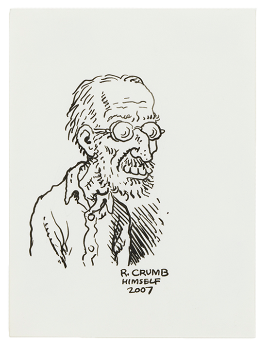 A drawing by R. Crumb titled, R. Crumb Himself, dated 2007.