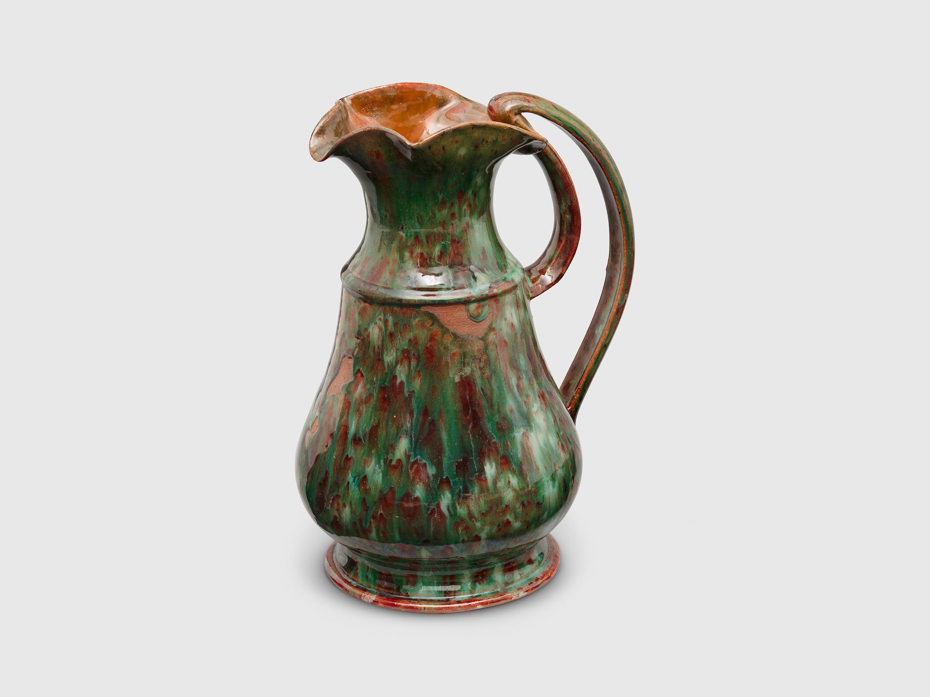 A sculpture by George Ohr, titled Pitcher, dated 1897 to 1900.