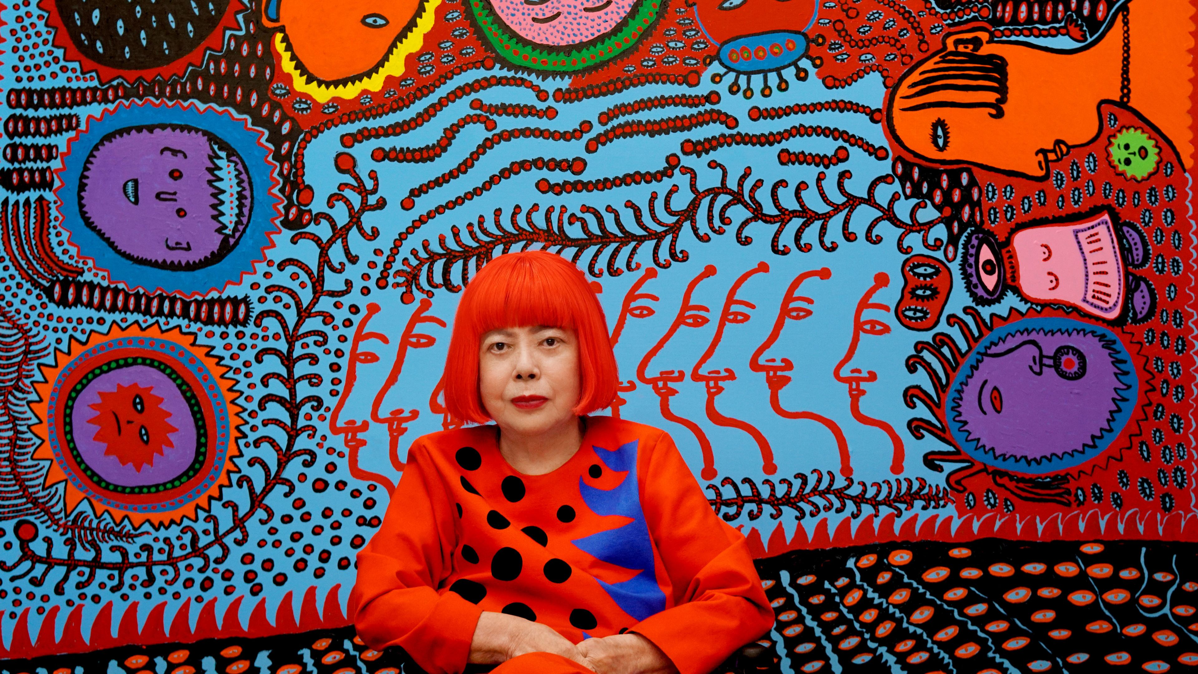 A portrait of Yayoi Kusama