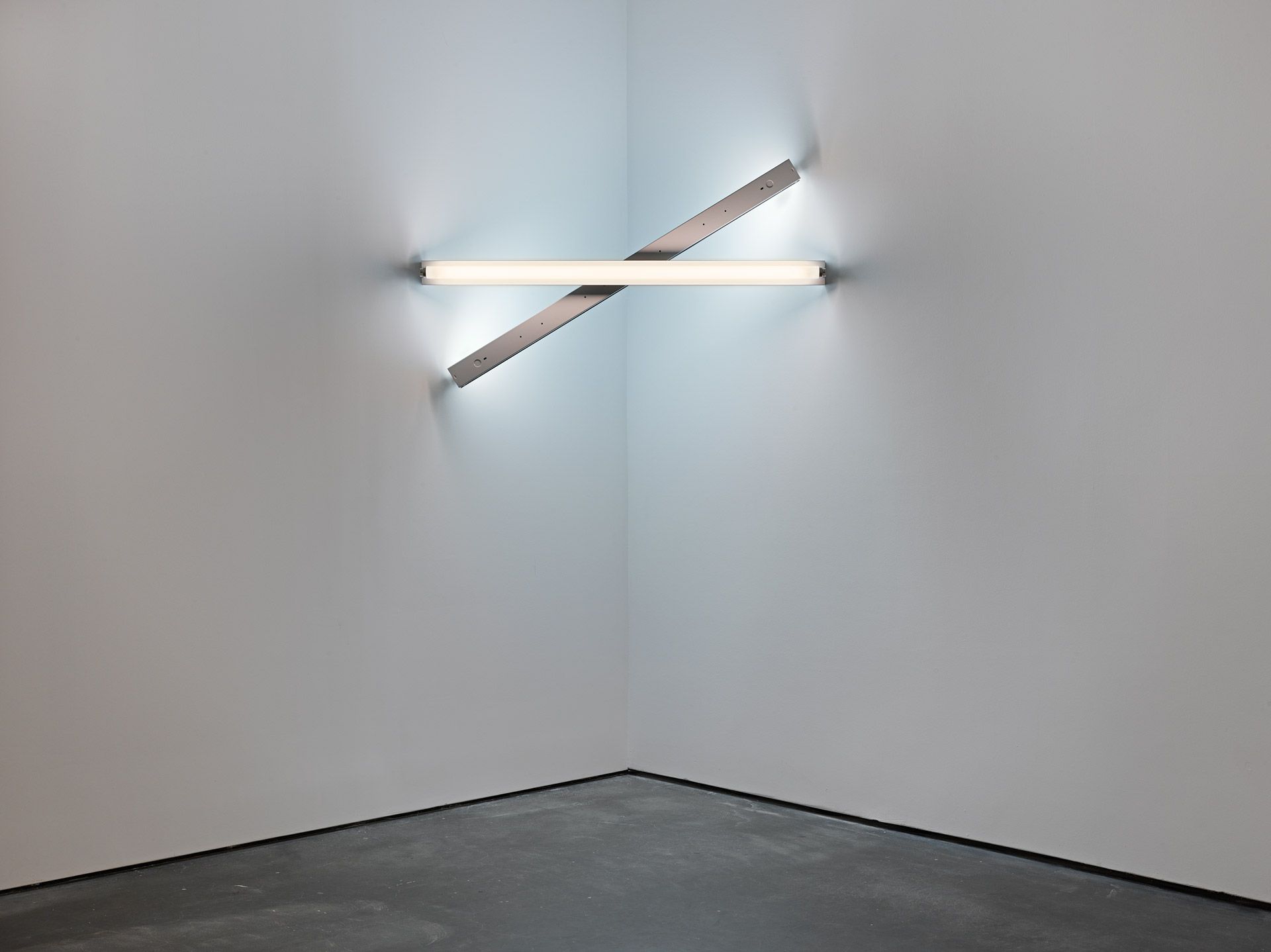 A cool white and daylight fluorescent light sculpture by Dan Flavin, titled untitled (to Cy Twombly) 2, dated 1972.