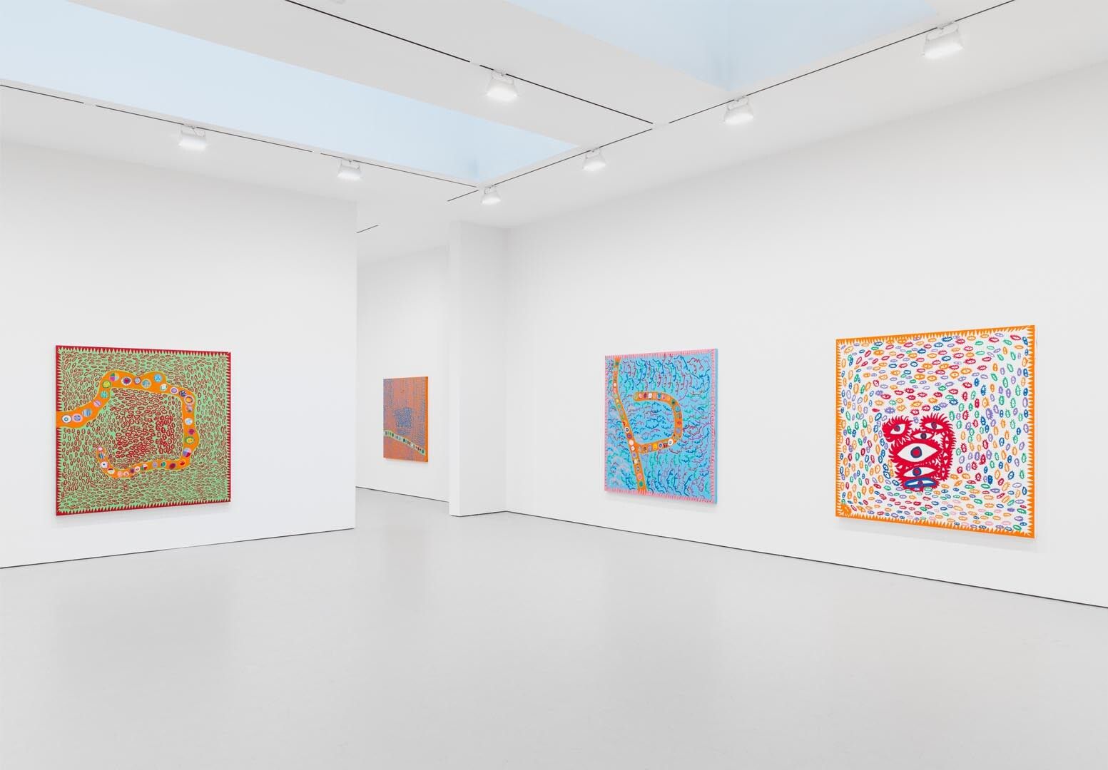 Installation view of the exhibition Yayoi Kusama: I Who Have Arrived In Heaven, at David Zwirner in New York, dated 2013.